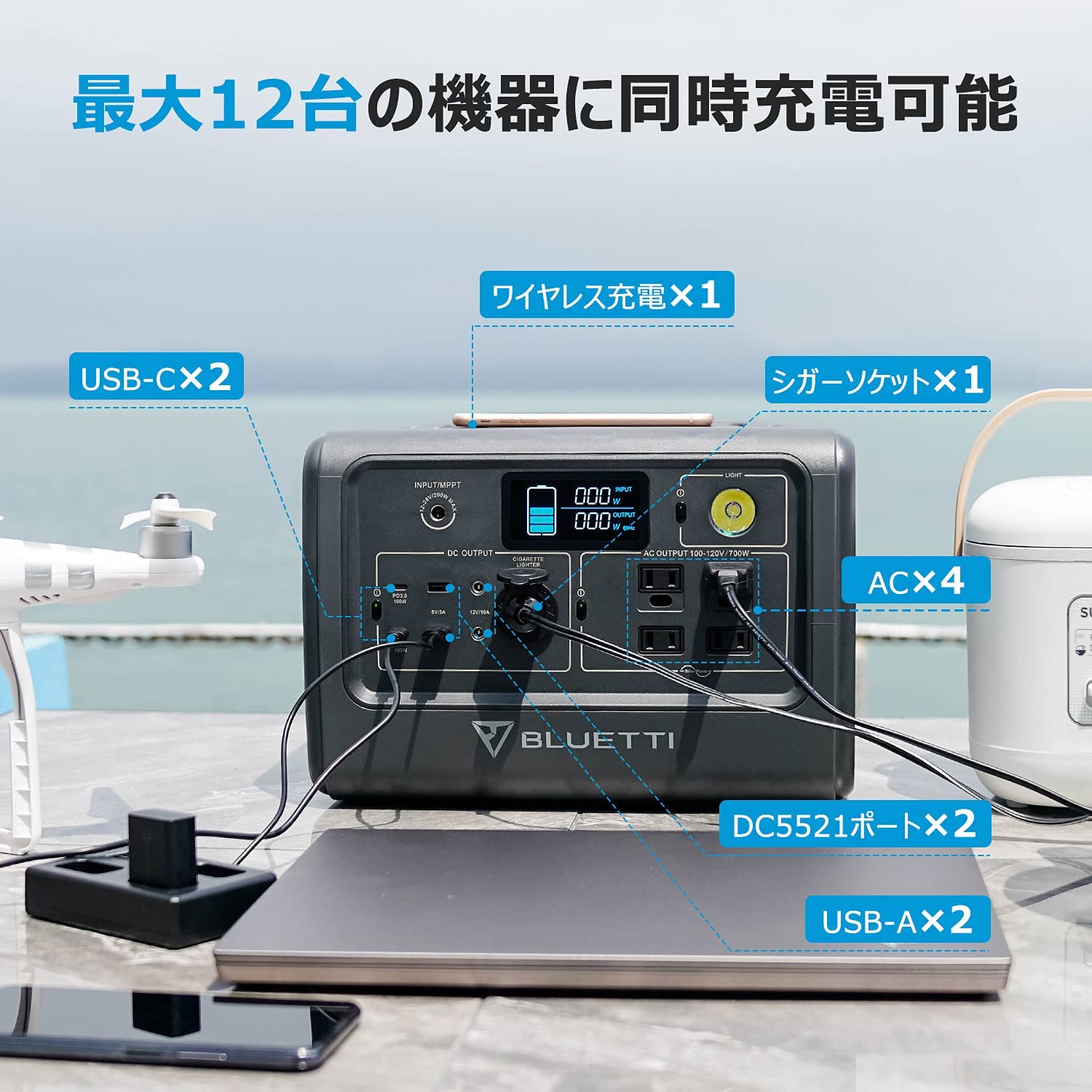 Amazon.co.jp: BLUETTI EB70 ポータブル電源 ソーラーパネル200wセット 