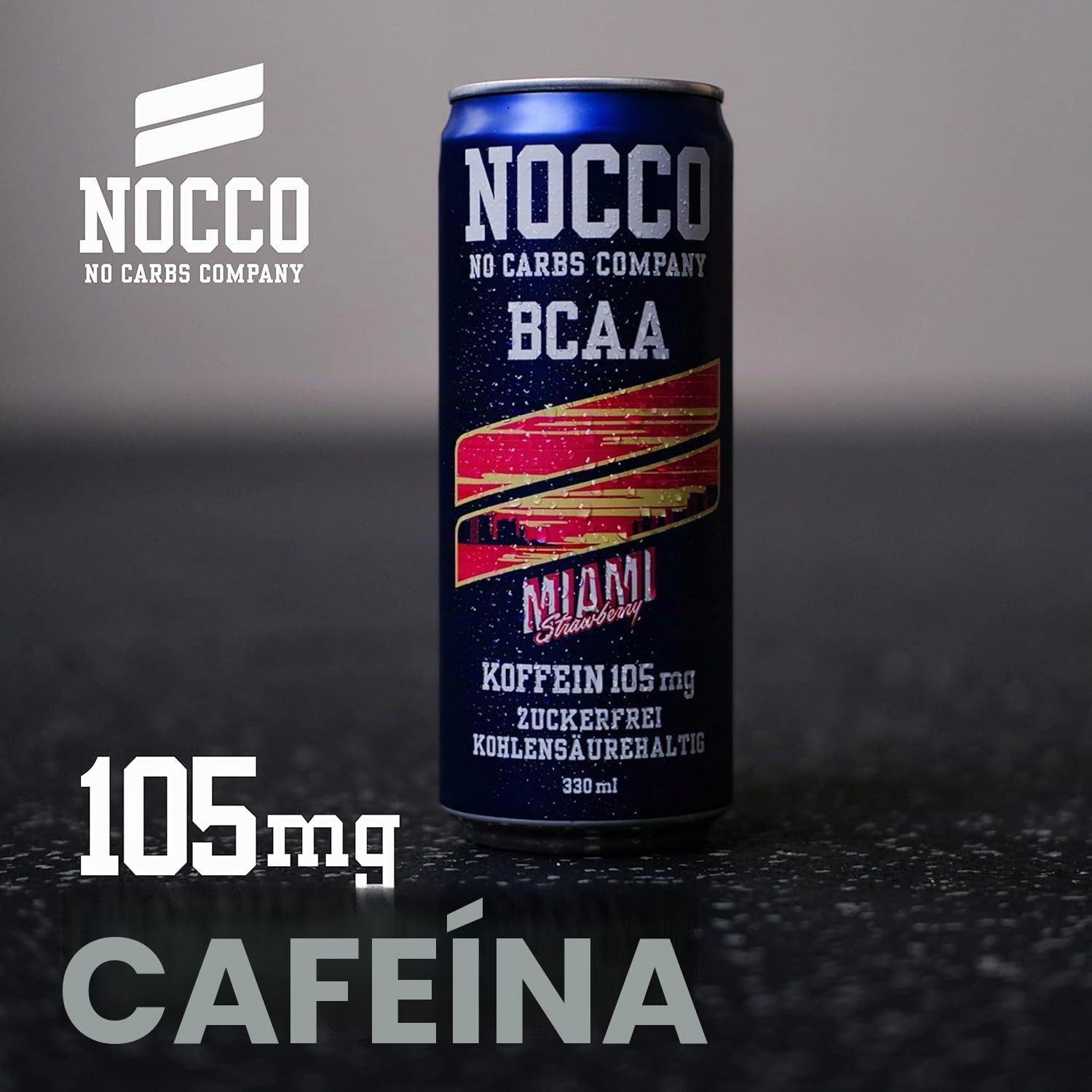 SORINA Bebida energética NOCCO BCAA, paquete de 24 - bebida energética vegana y sin azúcar con cafeína, vitaminas y aminoácidos - Piña caribeña, 24 x 330 ml incl. depósito (Miami)