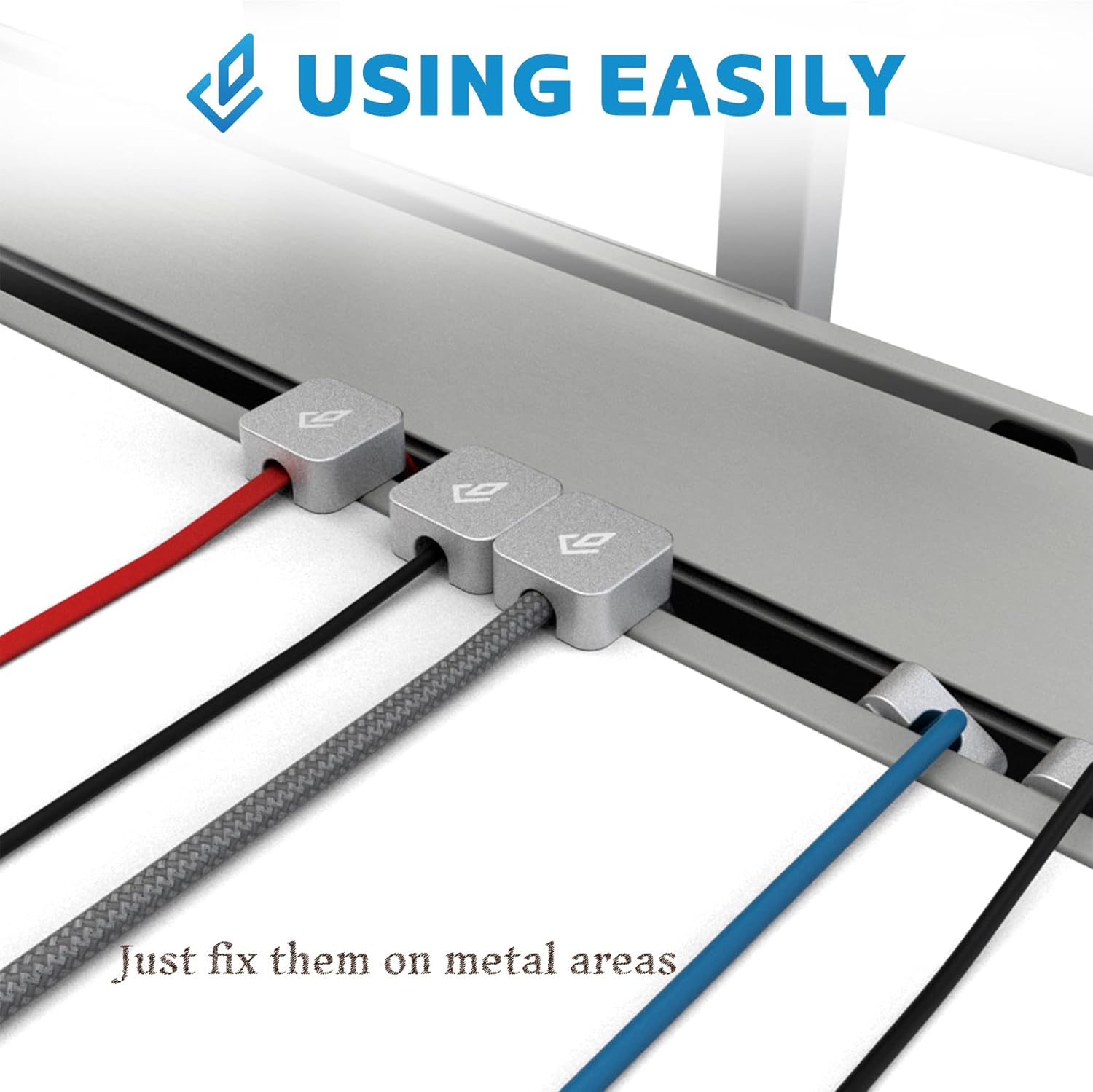 DEZCTOP Magnetic Cable Holder, 3PCS Self-Adhesive Cord Clips Organizer, Multipurpose Cable Management for Home Office Supplies Wire Organizer, Sliver