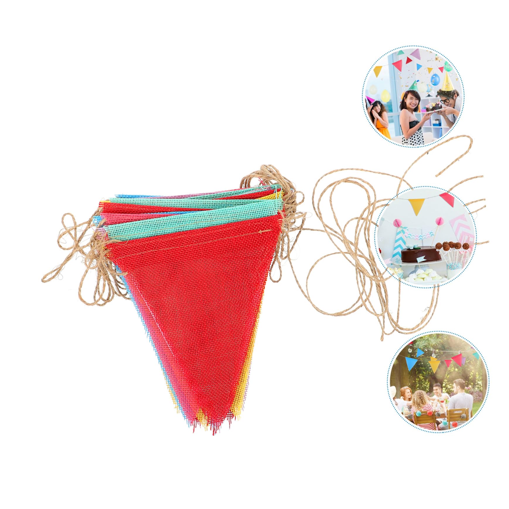 VICASKY 8 Packungen Bunte Girlande aus Stoff Teiliges Wimpelkette mit Dreieckigen Flaggen als Party Deko Hochzeitsdeko für Indoor und Outdoor Festlichkeiten