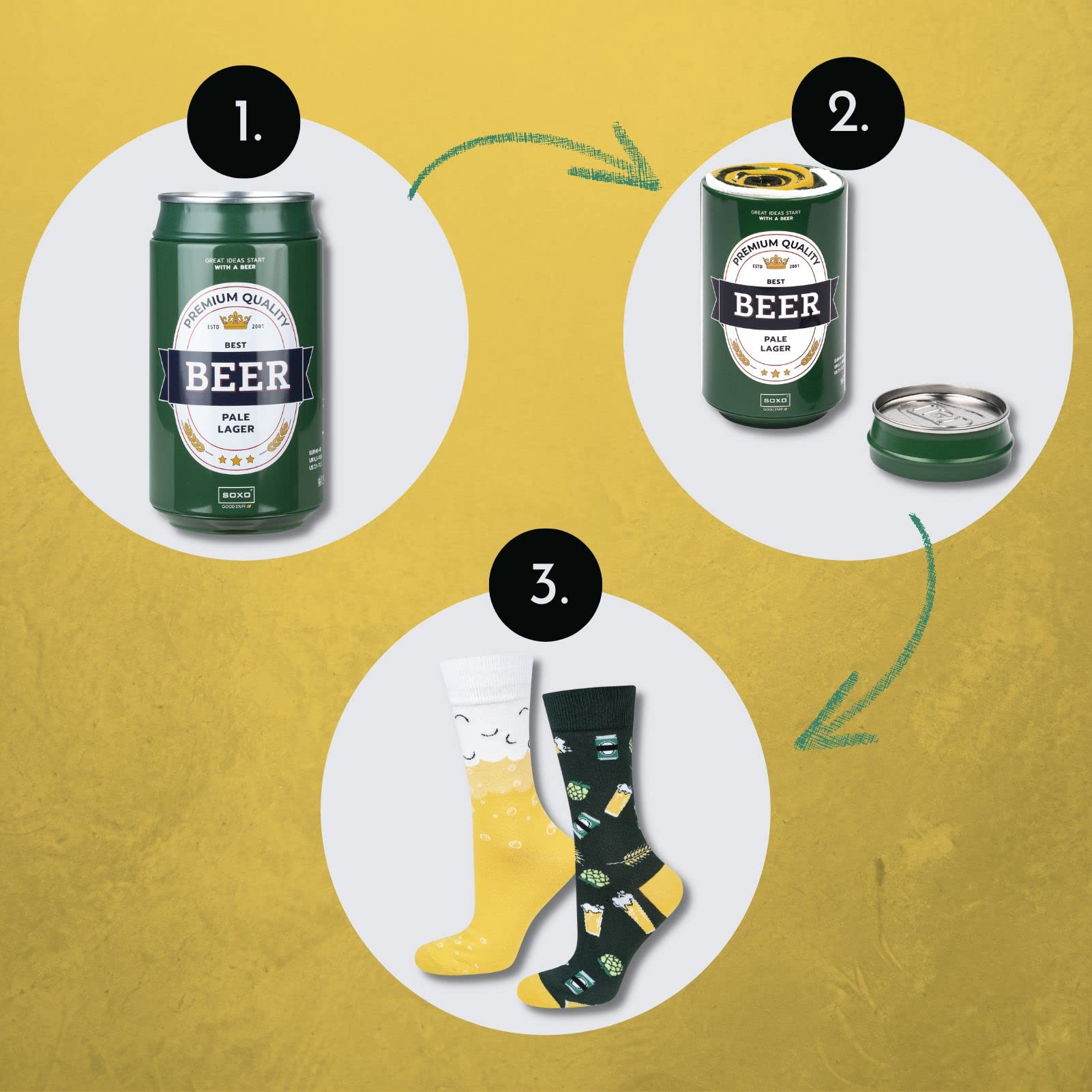 soxo Lattina Birra Calzini Uomo Divertenti Idee Regalo Cotone Calze Birre Regali Per Lui 40-45 1-4 Paia