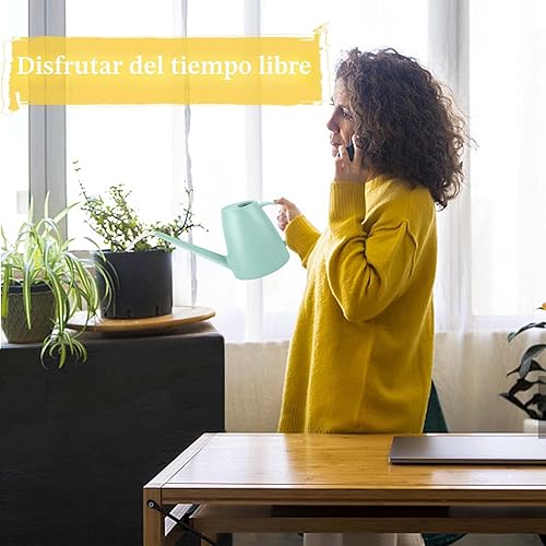 Miniatura 5 de Regadera para plantas de interior y exterior, lata de agua de boquilla larga para jardín, flores, plantas de interior, 1.8L/1/2 galón (verde)