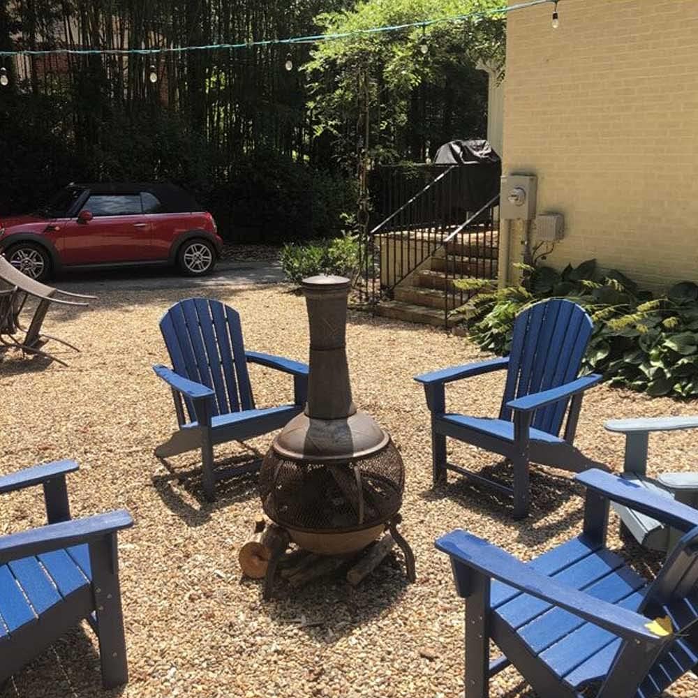 Farmhouse Adirondack Chair Wood Texture, Poly Lumber Patio Chairs, Pre-Assembled Weather Resistant Outdoor Chairs for Pool, Deck, Backyard, Garden, Fire Pit Seating, Navy