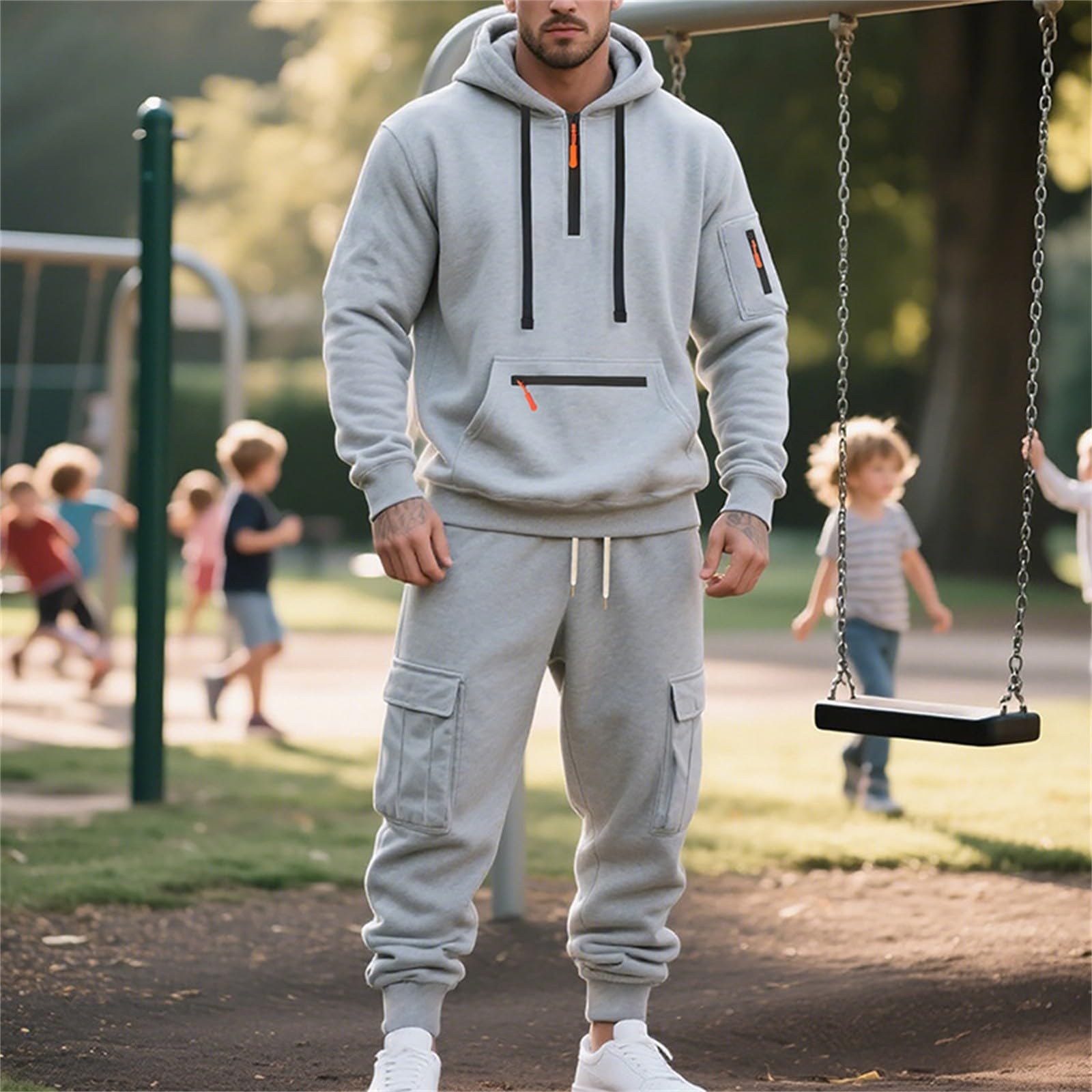 Tuta da uomo Insieme Inverno, Set da uomo chic e casual, tuta da corsa in palestra fitness, abbigliamento urbano moderno, abbigliamento autunno inverno caldo, abbigliamento felpa con cappuccio