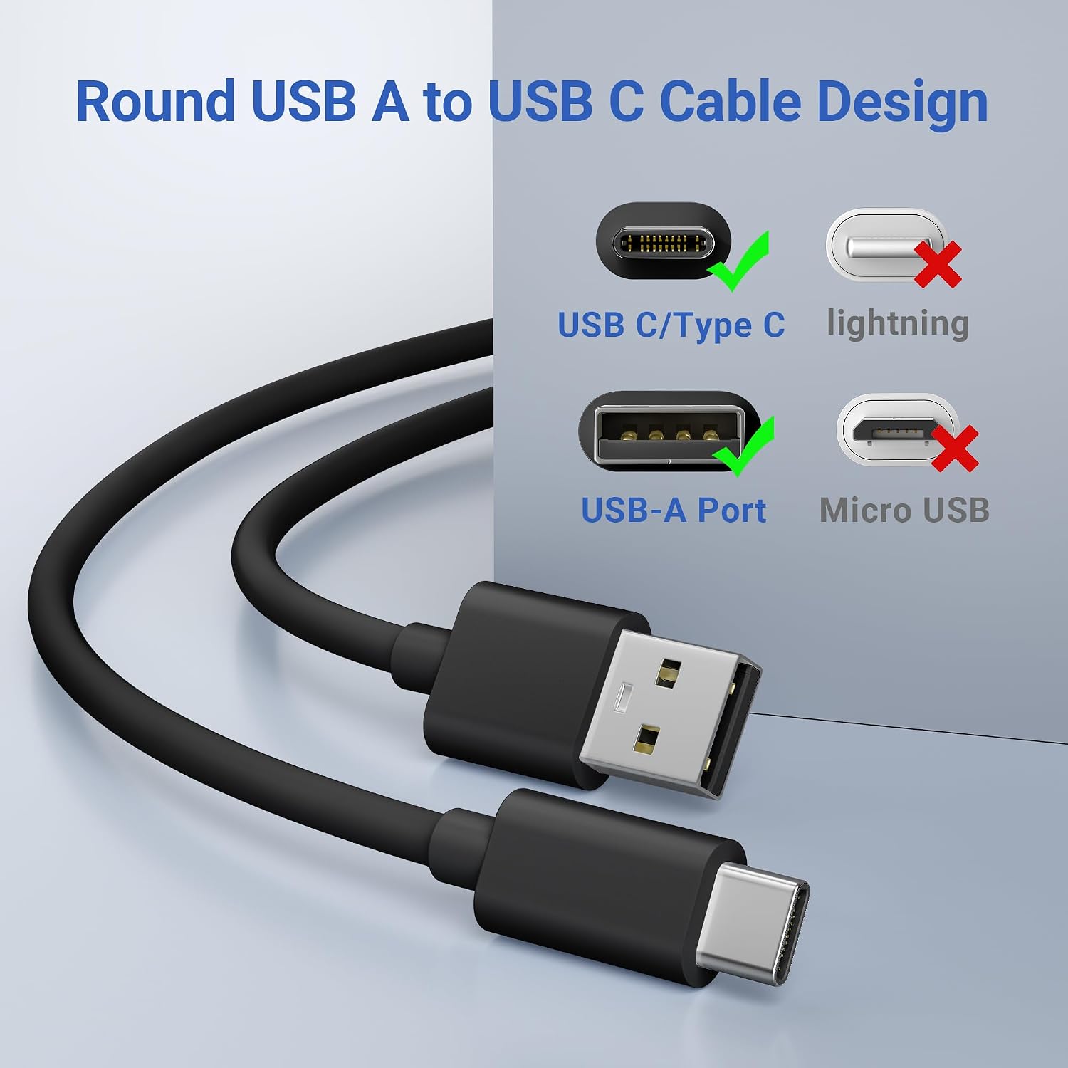Basesailor USB A to USB C Charging Cable 30FT/2Pack,USBC Security Camera Extension Cord 2.0 Type C for Eufy SoloCam C210/S340,Indoor Cam S350/C220,TP-Link Tapo 2k C120 Outdoor Indoor,No Data Transfer