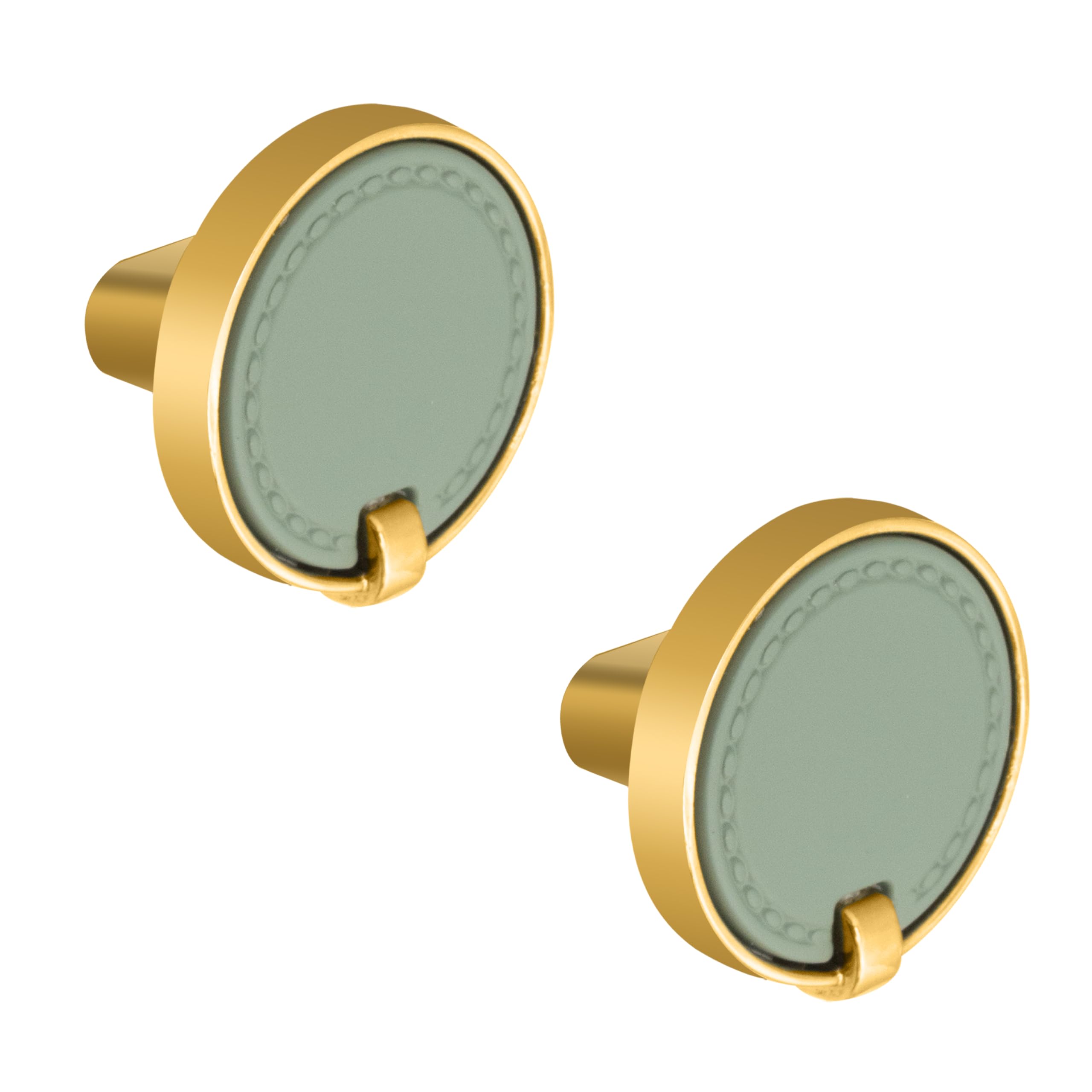 Plantex Knobs for Drawers/Drawer Knobs/Round Knob for Cabinets/Pull-Push Knob for Kitchen/Bedroom/Drawer - Pack of 2 (Gold & Green)-image-47