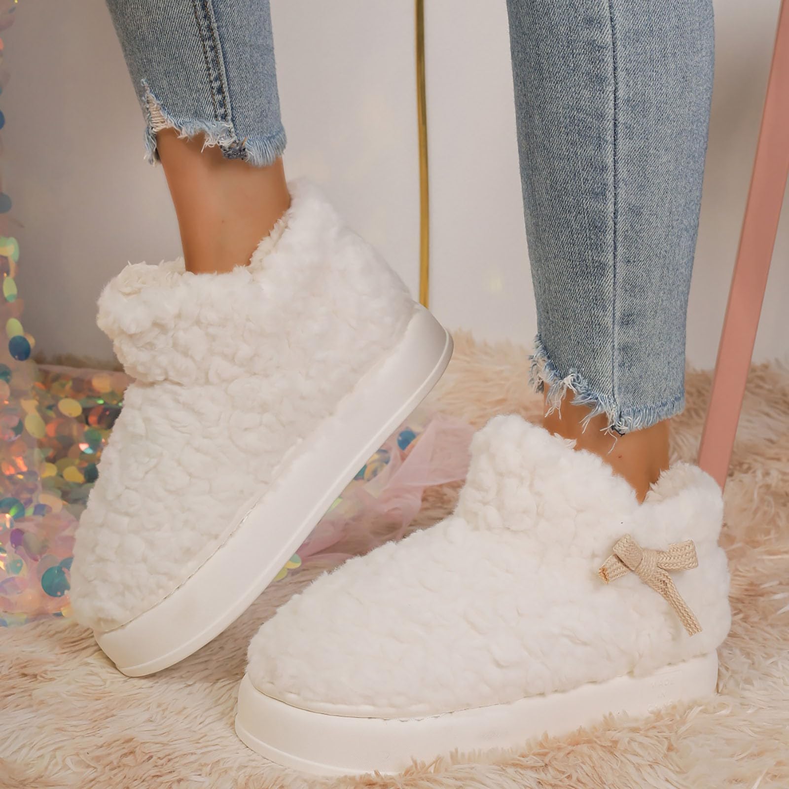 Pantuflas cálidas de invierno para mujer, cómodas, para el hogar