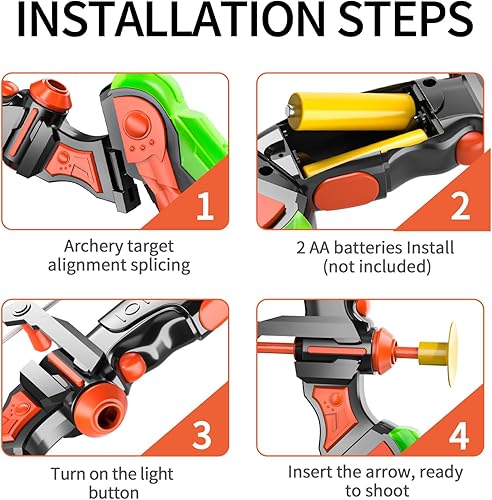 Miniatura 16 de Juego de arco y flecha para niños, juego de tiro con arco con luz LED, incluye 10 flechas de ventosa, 4 objetivos y carcaj con correa de hombro, Azul