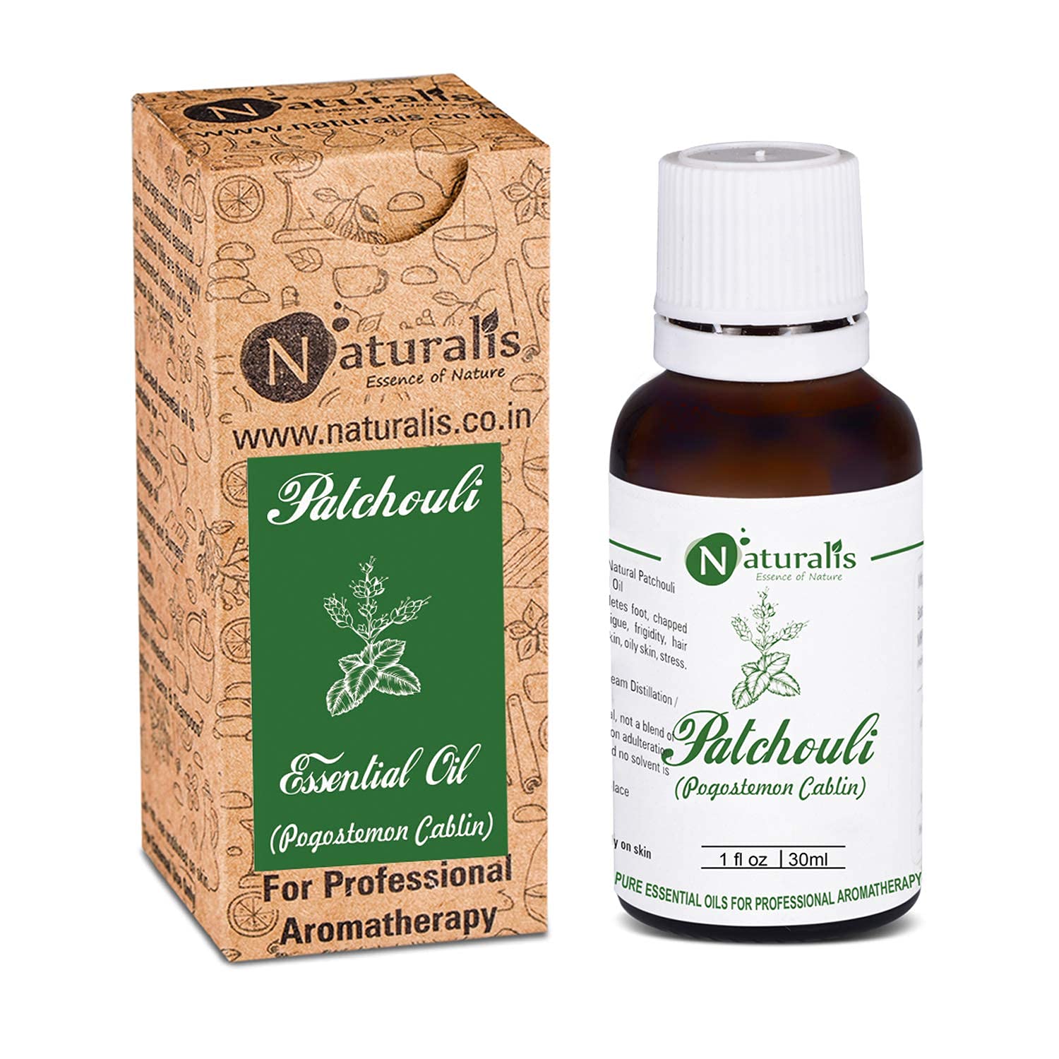 Naturalis Essence of Nature Patchouli Essential Oil Undiluted Pure and Natural Therapeutic grade for Skin Care, Hair Care and Aromatherapy - 30ml