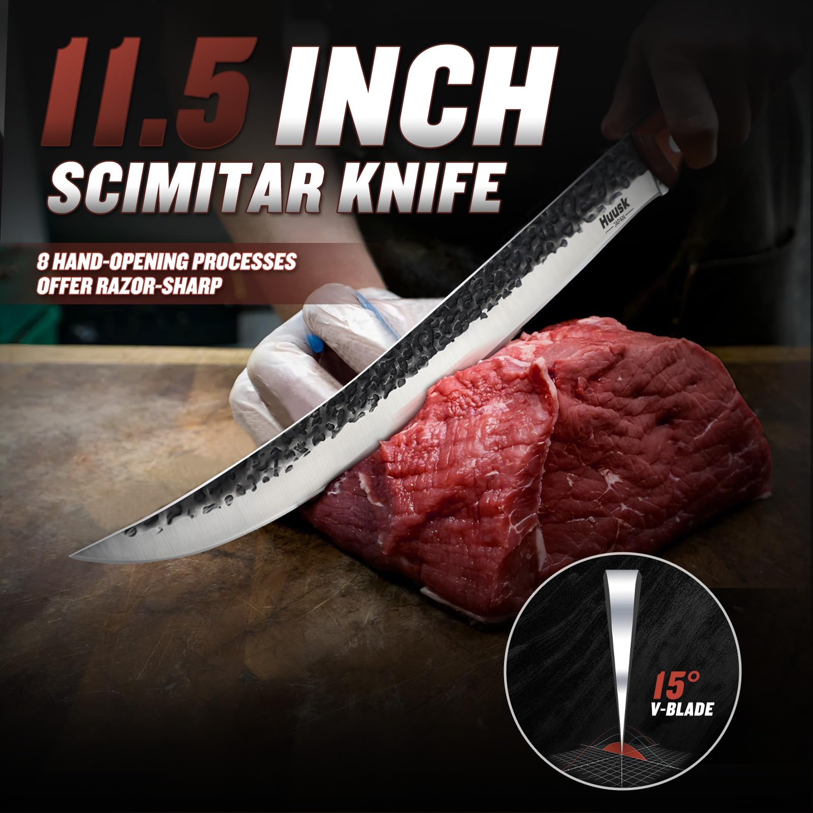 Huusk Carving Knife 11.5" - Japan Hand Forged Breaking Knives with Sheath — Amazon image 2