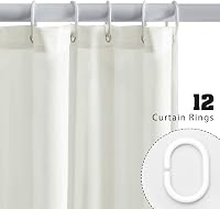 Furlinic Extra Hosszú Zuhanyfüggöny, Bézs Textil Fürdőfüggöny, Penészálló és Antibakteriális, Mosható, 12 Akasztóval, 200 x 240 cm 5