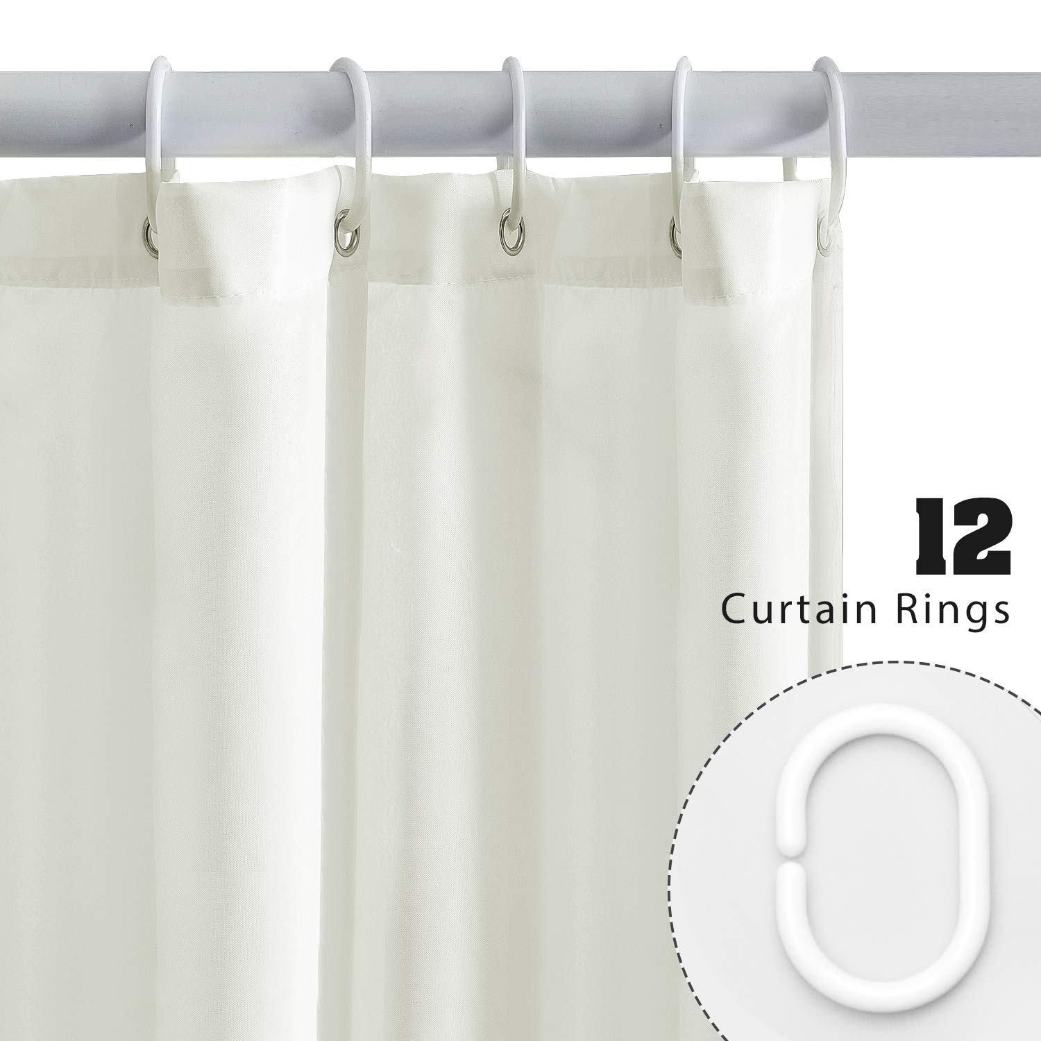 Furlinic Tende Doccia Anti-Muffa Tessuto in Poliestere, Grande Tende Doccia Impermeabile &Lavabile,Tenda Vasca da Bagno con 12 Ganci Tenda doccia Beige-180x210cm.