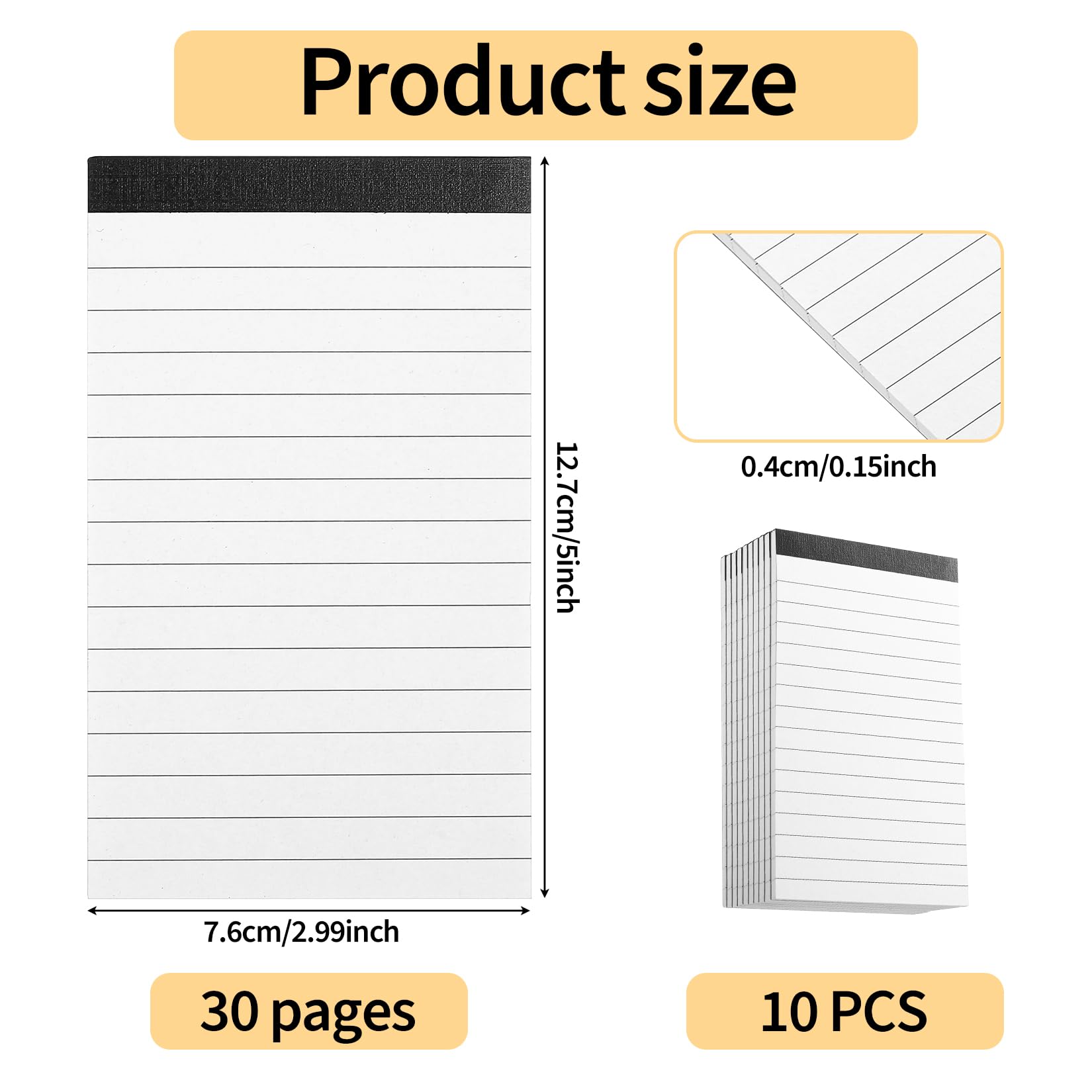 Lot de 10 blocs-notes A7 ligné - Carnets de courses - Planificateur hebdomadaire 30 feuilles