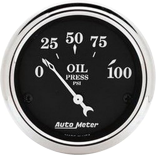 Auto Meter 1727 Old TYME Manómetro de aceite negro, 2.3125 pulgadas