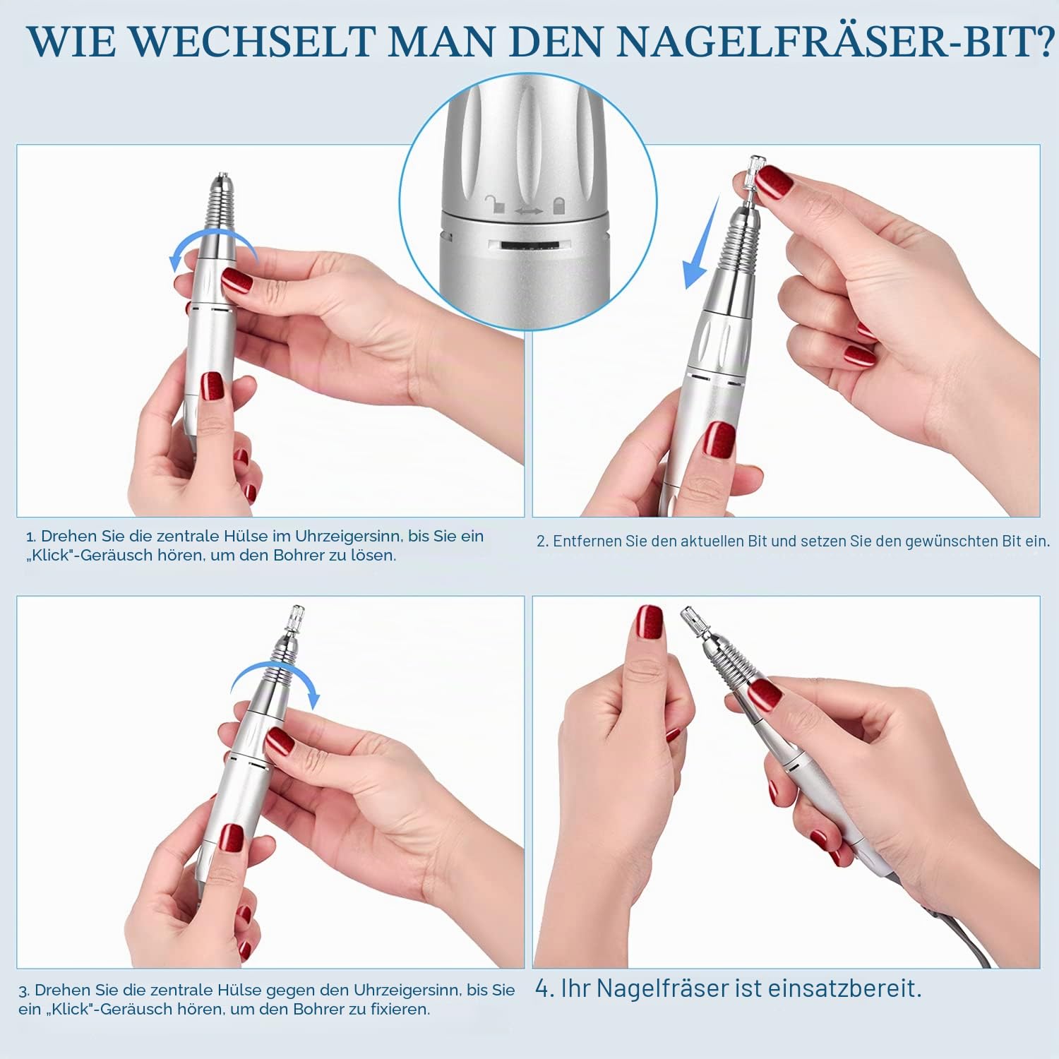 Elektrische Nagelfräser für Gelnägel, 35000 u/min Professionelle Nagelbohrer mit Touch-Tasten und mit LCD Bildschirm, Nagelfeile Maniküre Pediküre Set, Nagelpflege Set für Nägel Design