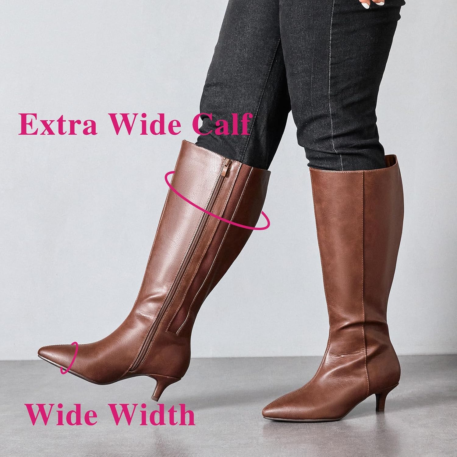 Ruiee Women's Extra Wide Calf Knee High Boots. image 2
