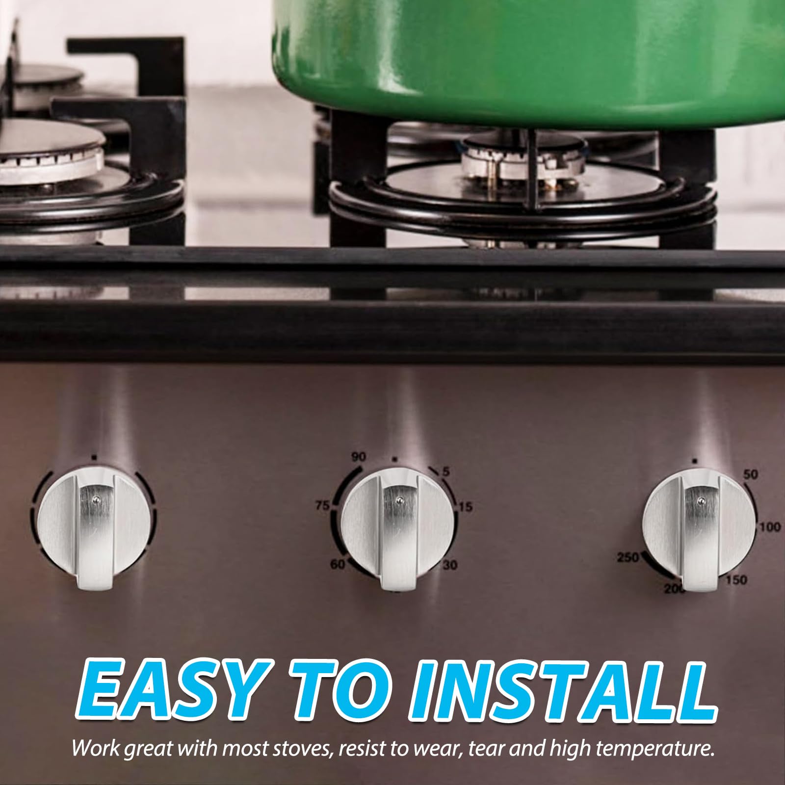 4 Manopole Fornello A Gas In Lega Di Zinco - Diametro 6 Mm, Colore Argento - Foto 11