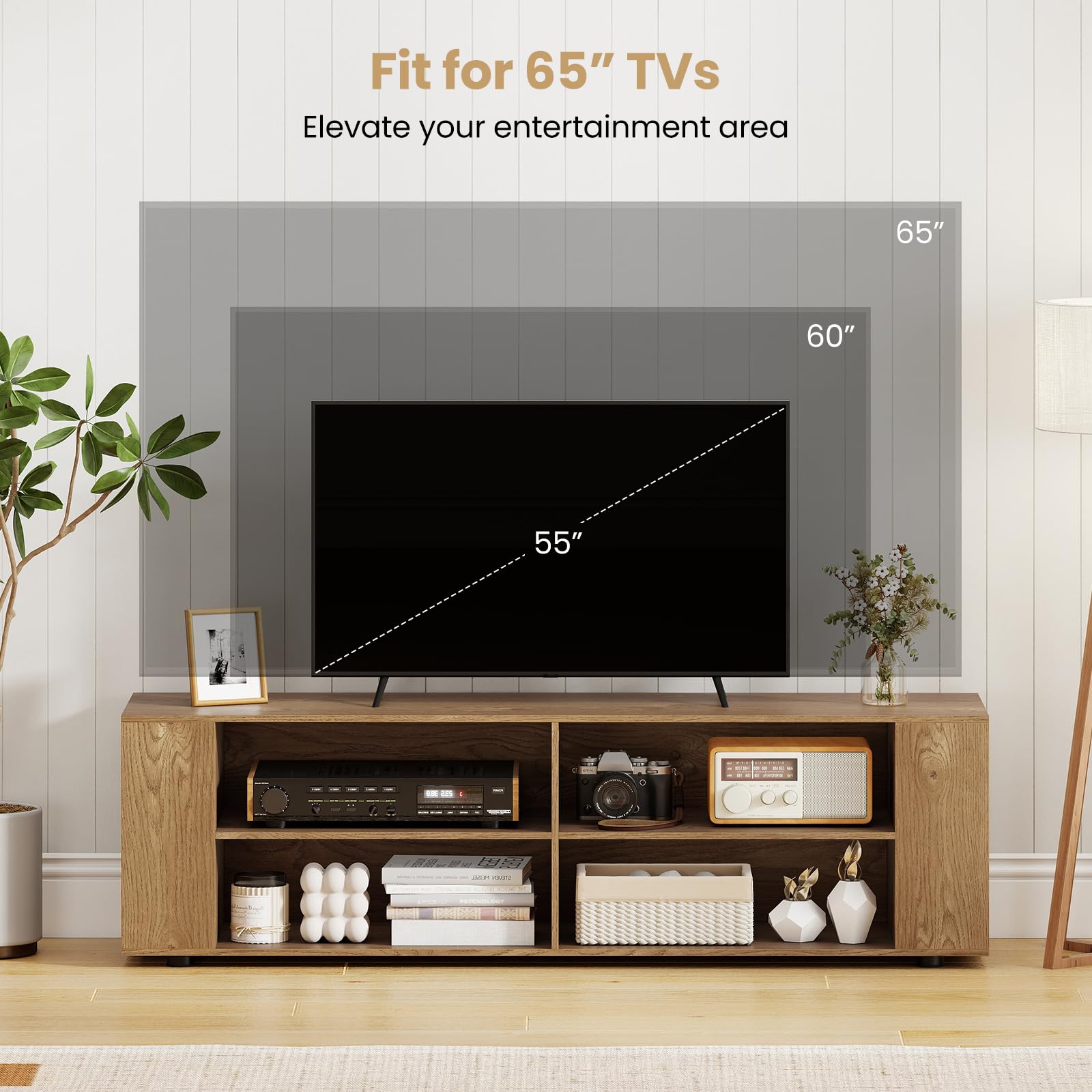 Tangkula Mobile TV in legno per TV fino a 65 pollici a schermo