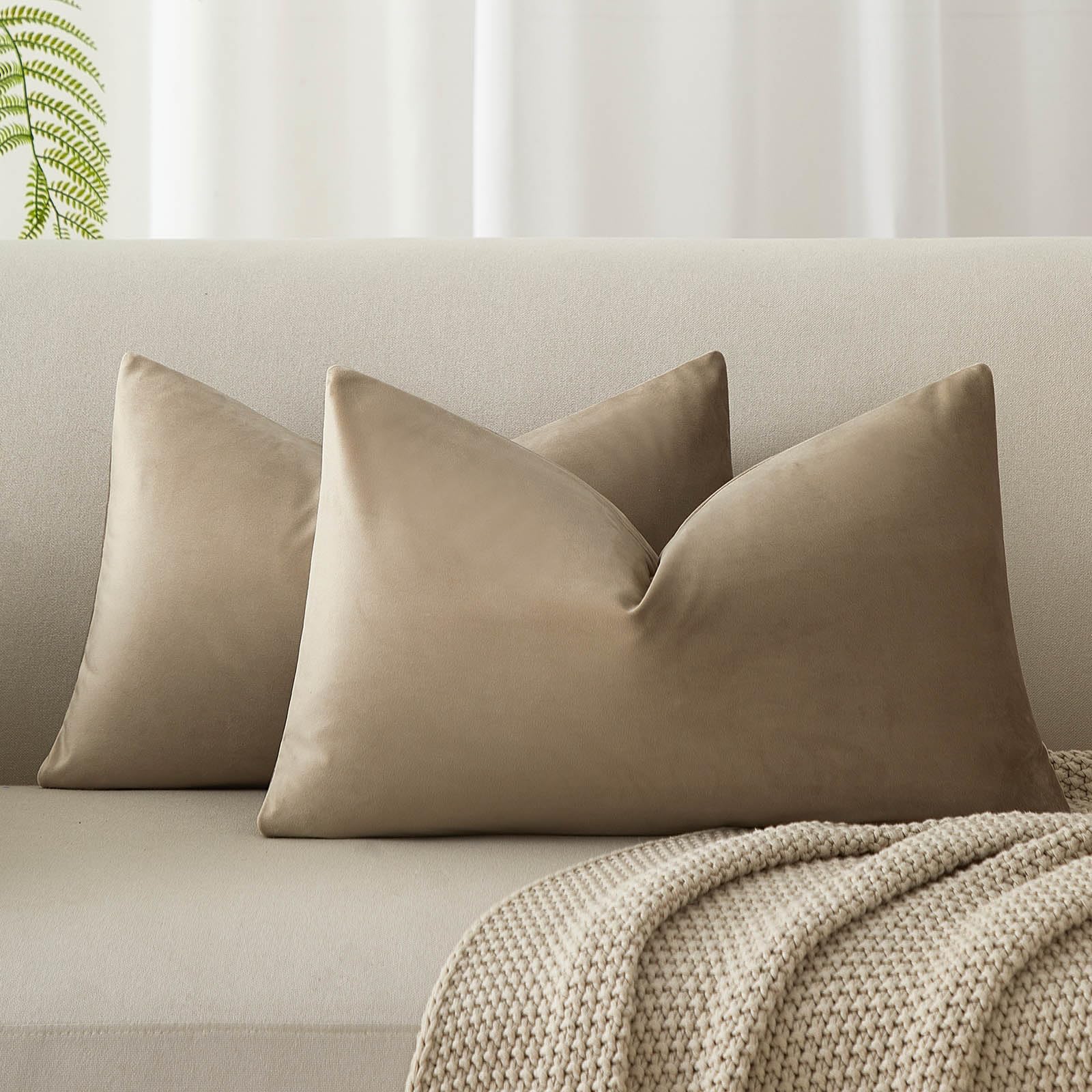 JUSPURBET Couch Pillow Covers Set of 2 Decorative Velvet Throw Pillow Covers Cases for Living Room Bedroom Home Decor Soft Lumbar Cushion Covers with