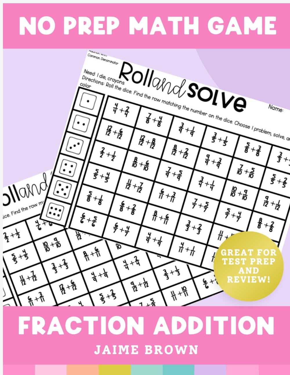 Adding Fractions with Like Denominators NO PREP Math Activity Math Game