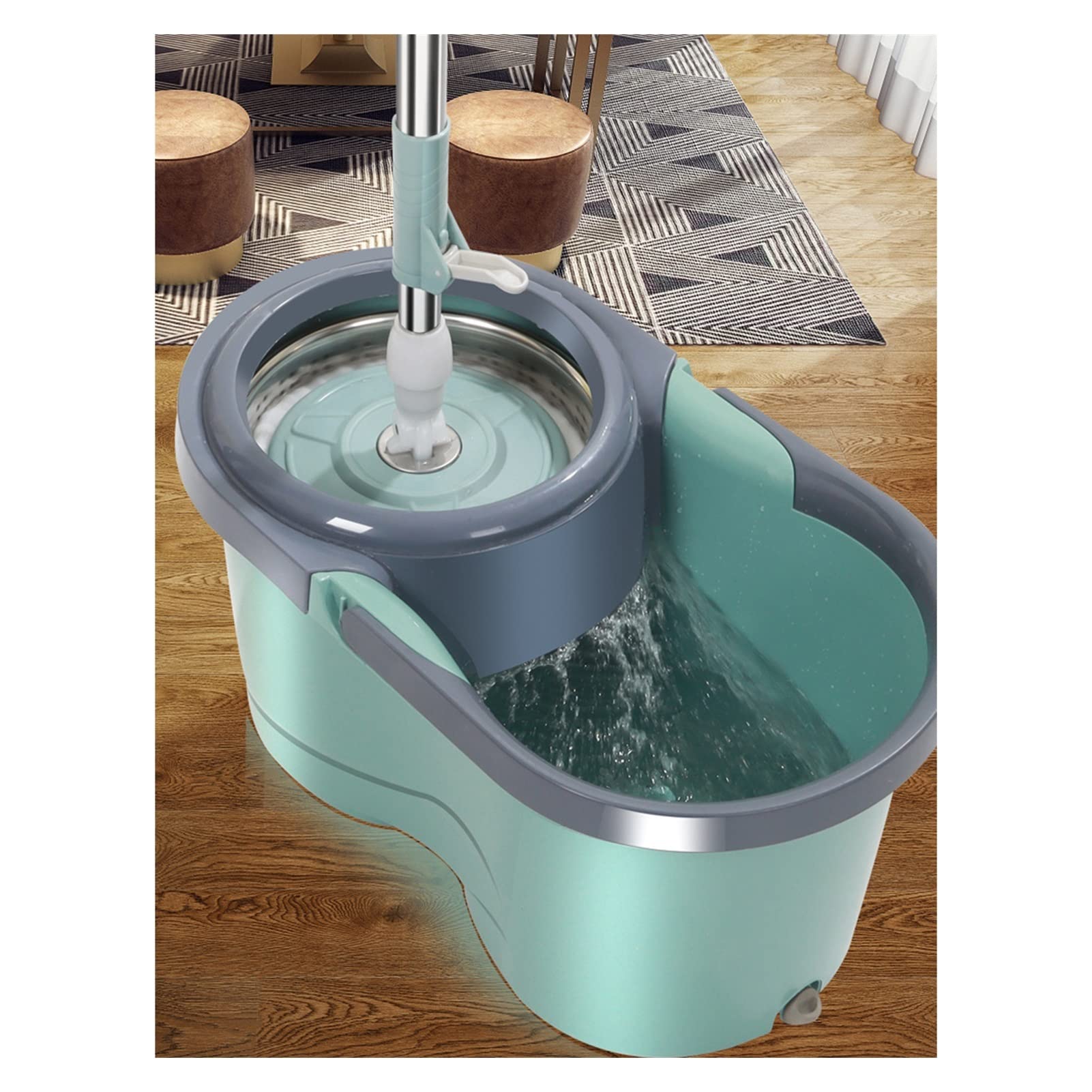 Zestaw mopa z wiadrem z mikrowłókna Spin-MOP i wiaderkiem System czyszczenia podłogi wielokrotnego użytku ściereczka z mikrofibry nadaje się do czyszczenia wszystkich rodzajów podłóg (kolor: A, rozmiar: 1 mop HEA