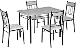 HOMCOM 5 Pièces Ensemble de table à manger, table de cuisine moderne et chaises 4 Personnes avec le plateau de la table à effet de marbre, Chaises rembourrées et cadre en métal, 42.1" x 27.6", gris