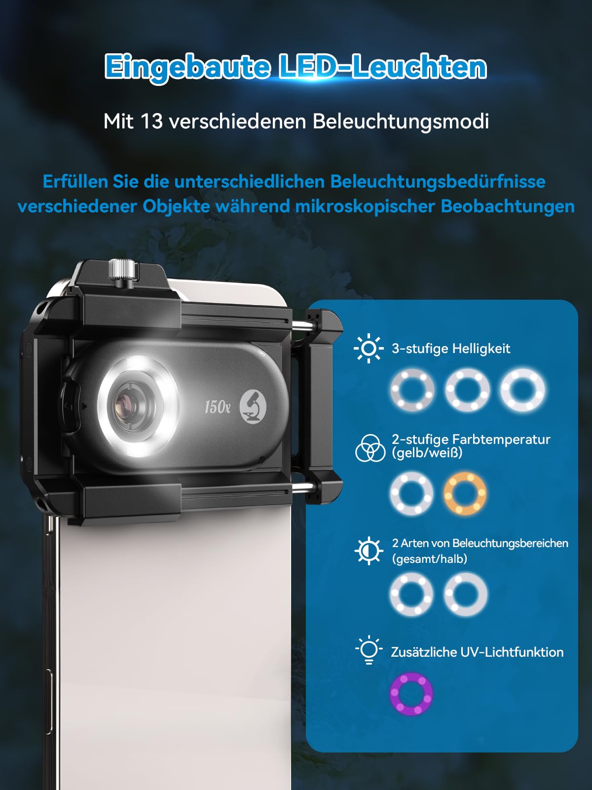 APEXEL 150X Mini-Mikroskop für Smartphone-Kamera, Handy-Mikroskop