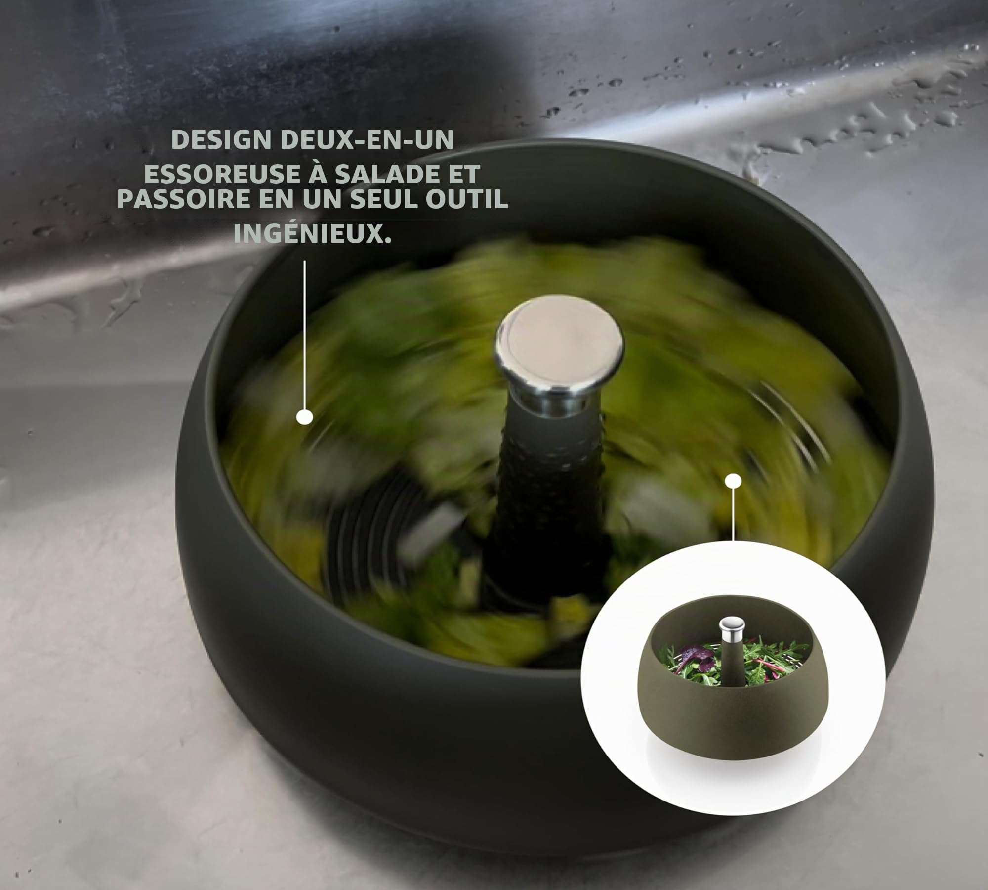 EVA SOLO | Essoreuse à Salade Outil Vert | Passe au Lave-Vaisselle | Design et fonctionnalité Danois | Outils Verts Gadgets et Accessoires de Cuisine