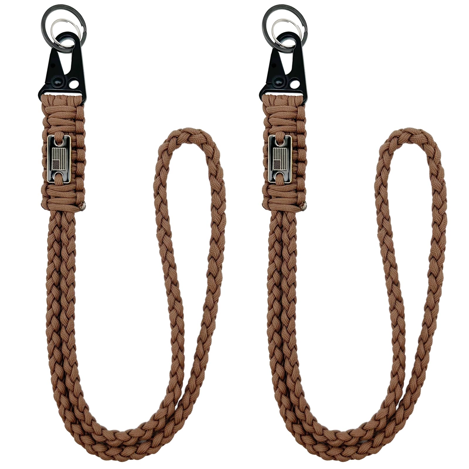 DDOUT Heavy Duty Paracord Lanyard for ID Badges, Tactical Military Braided Lanyard with USA Flag
