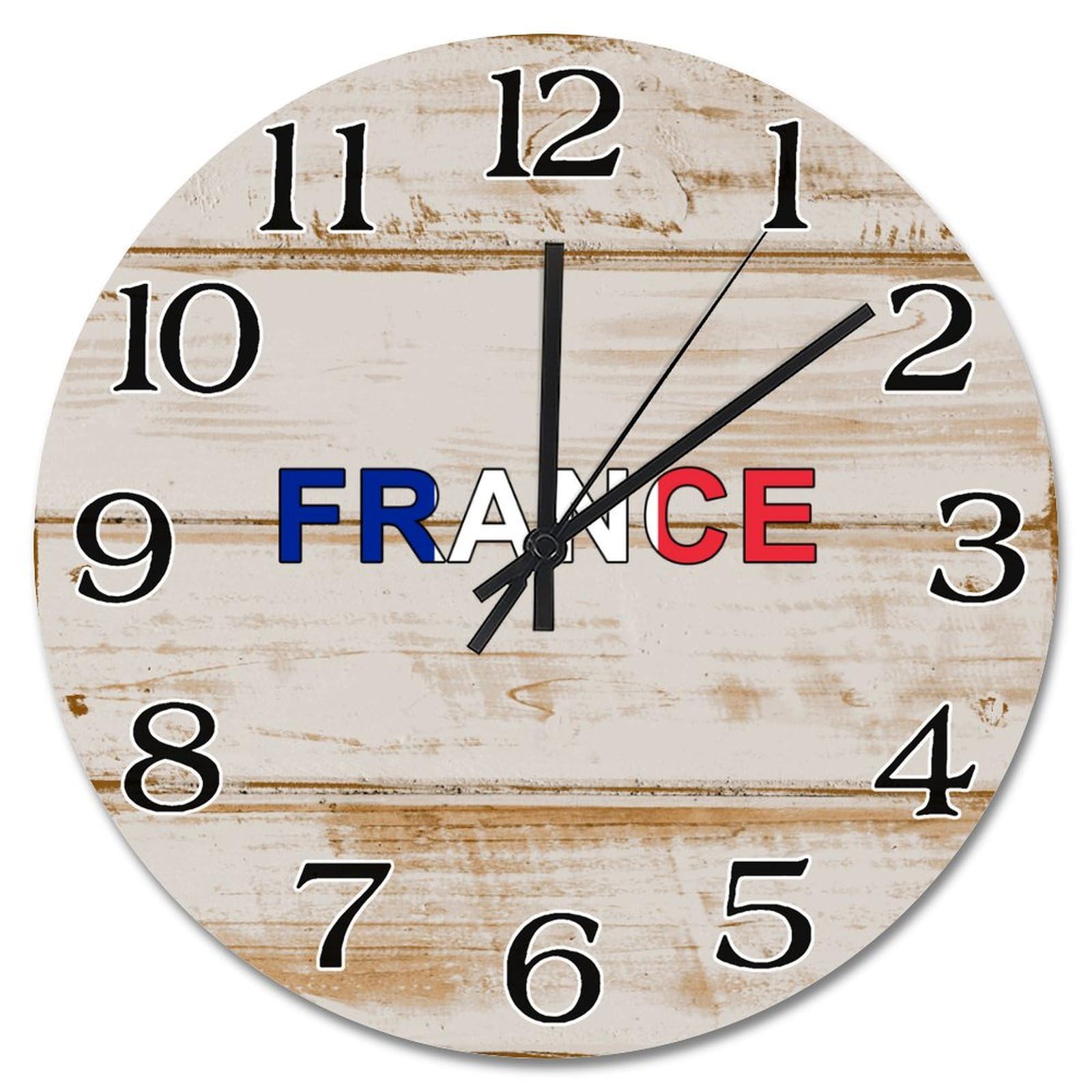 Horloge murale bois France 38cm grande pendule salon sans tic-tac