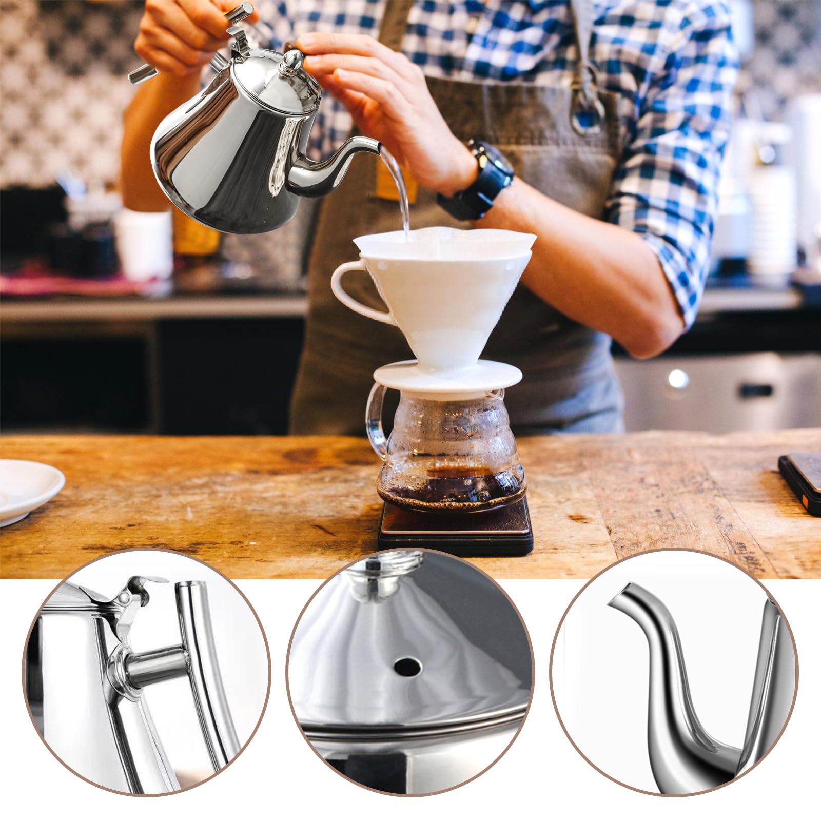 Theiere con infusore 1L - Teiera in acciaio inossidabile con filtro, Theiere Induction per bustine di tè e tè alla rinfusa, compatibile con piastre a induzione