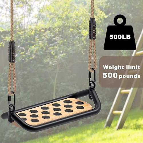 Miniatura 7 de Dolibest Asiento de columpio de madera, columpios de árbol al aire libre para adultos y niños, asiento de columpio cómodo y antideslizante,