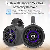 Vista 4 de Pyle Altavoces de torre de wakeboard marinos impermeables – Juego de altavoces de subwoofer dual de 4 pulgadas con luces LED y Bluetooth