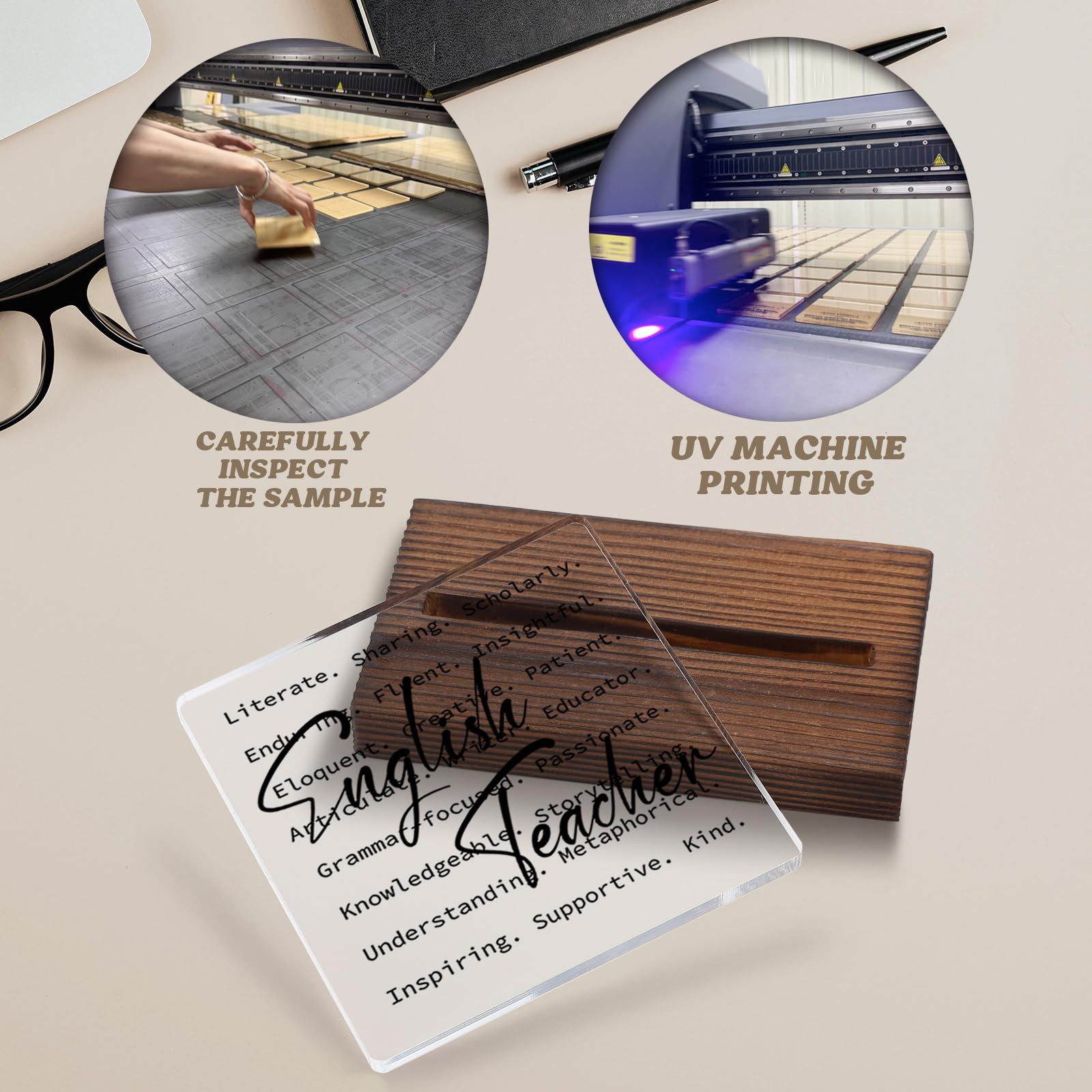 English Teacher Desk Decor, Education Week Appreciation Thank You Gifts for English Teacher, Women, Home Office Decorations Acrylic Decorative Signs Plaques WOW60