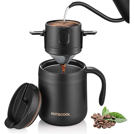 Amazon.com: ONEISALL Cafetera portátil para acampar, con taza de café de  acero inoxidable + filtro plegable para verter sobre café, para viajes,  camping, oficinas, mochileros : Todo lo demás