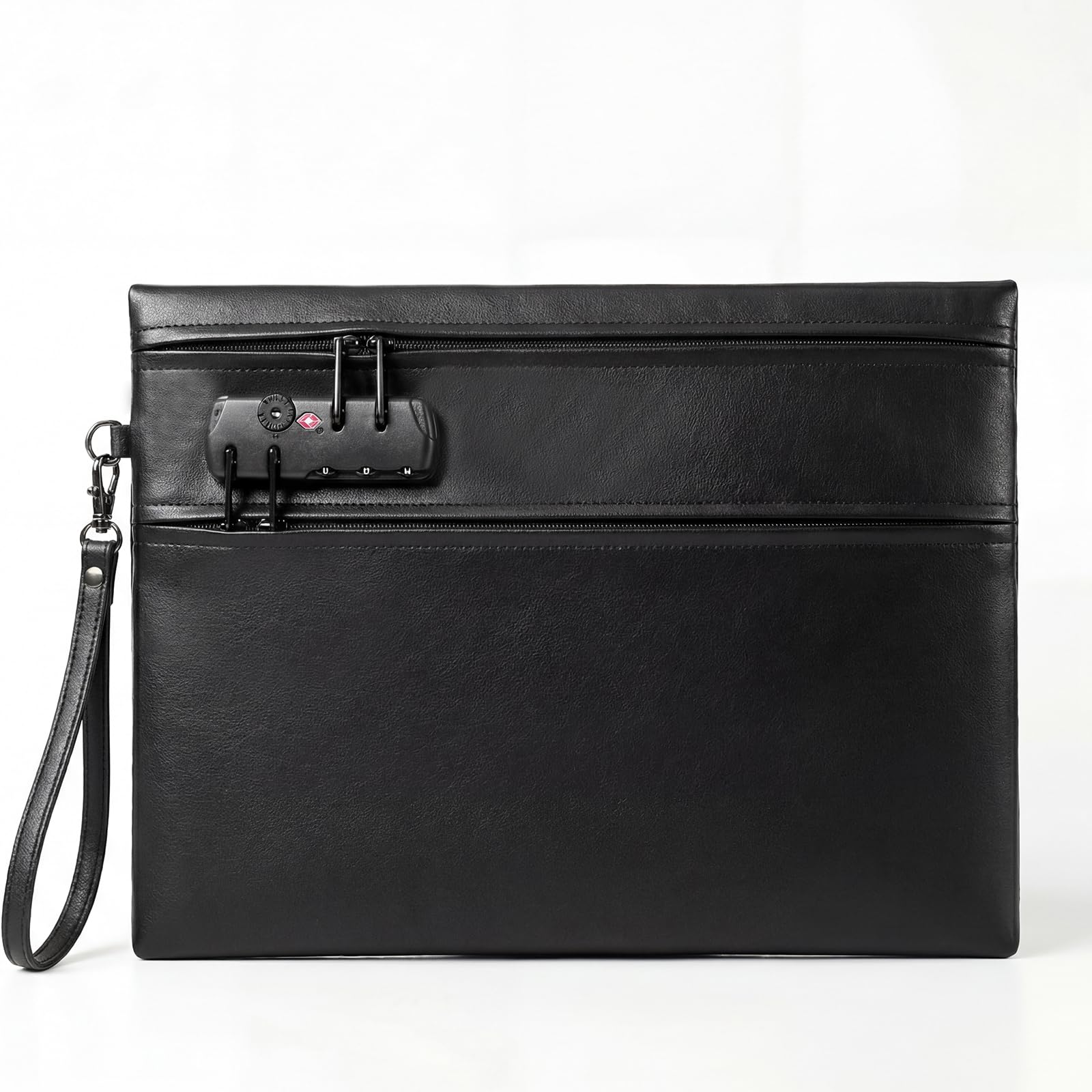 Borsa per Documenti Ignifuga Impermeabile 6400°F con Serratura 12 Strati Valigetta Portatile Anti Fuoco Nero 36x26cm