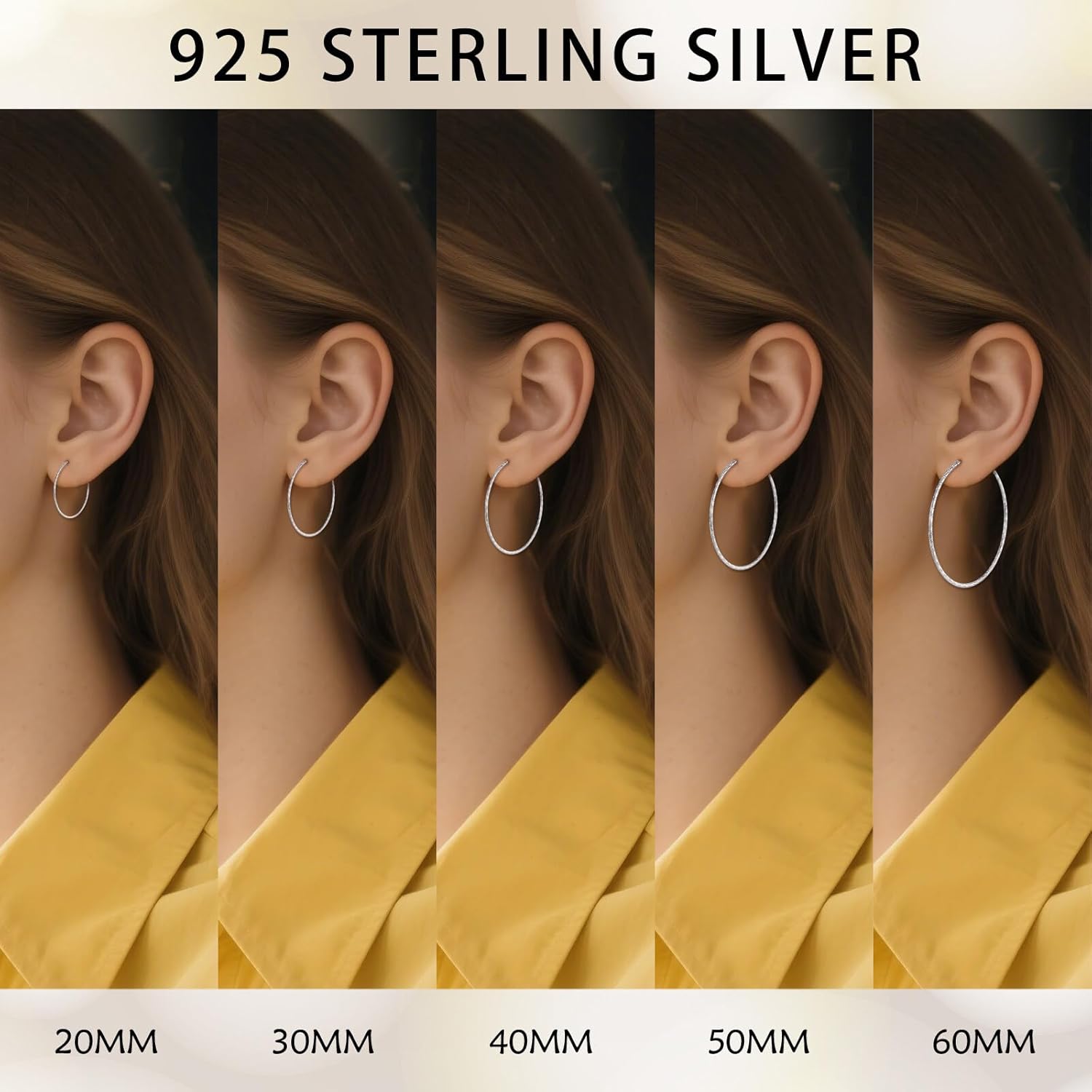 VONALA 925 Sterling Silver Large Hoop Earrings Circle Endless Earrings for Women 40MM 50MM 60MM