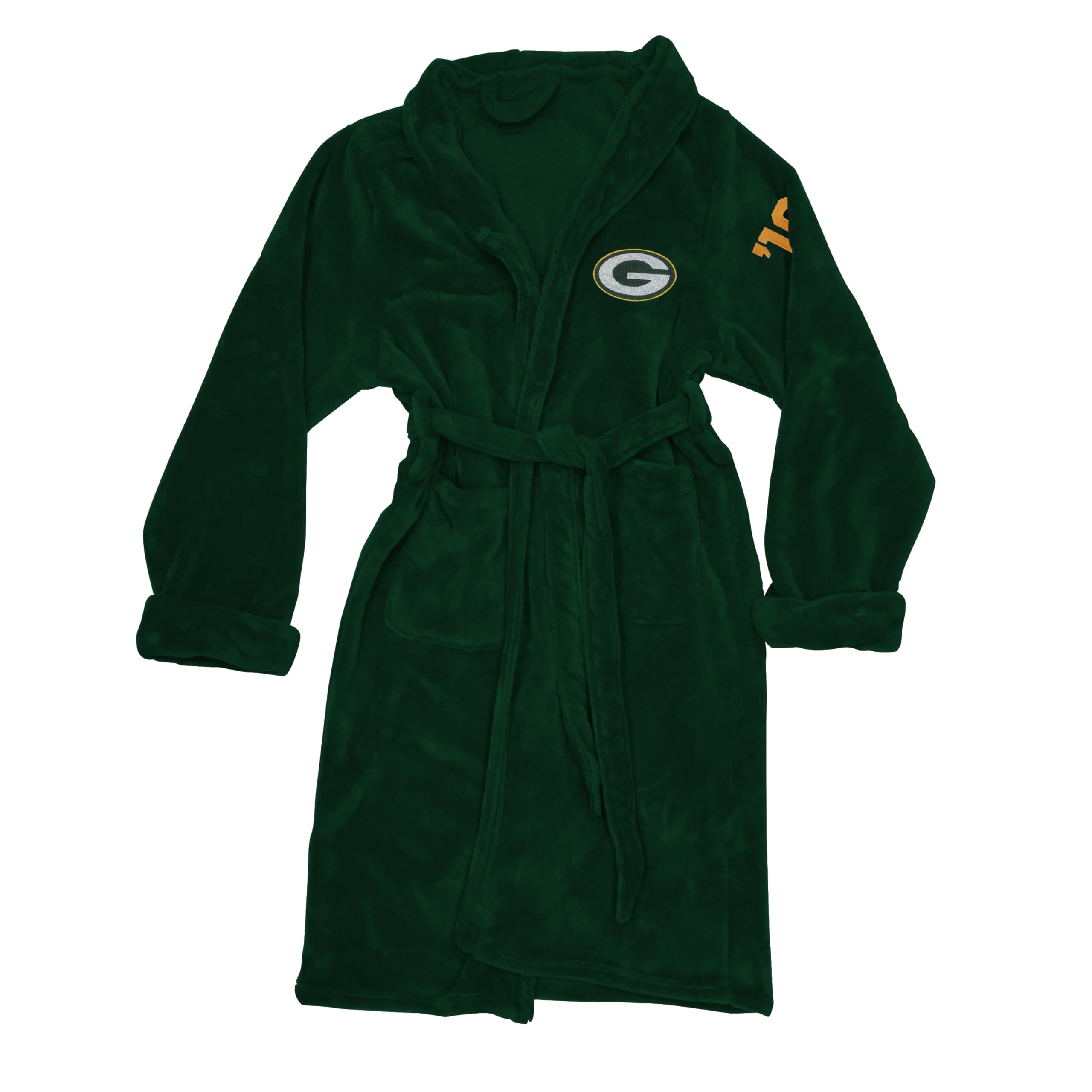 Northwest The Company Offizieller NFL Green Bay Packers Herren-Bademantel mit Nummer, Größe L/XL, Dunkelgrün, 66 x 119,4 cm