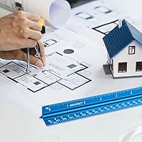 Vista 5 de Regla de escala arquitectónica, medidas imperiales de 12 pulgadas, regla triangular de arquitecto de aluminio grabado con láser para arquitectos