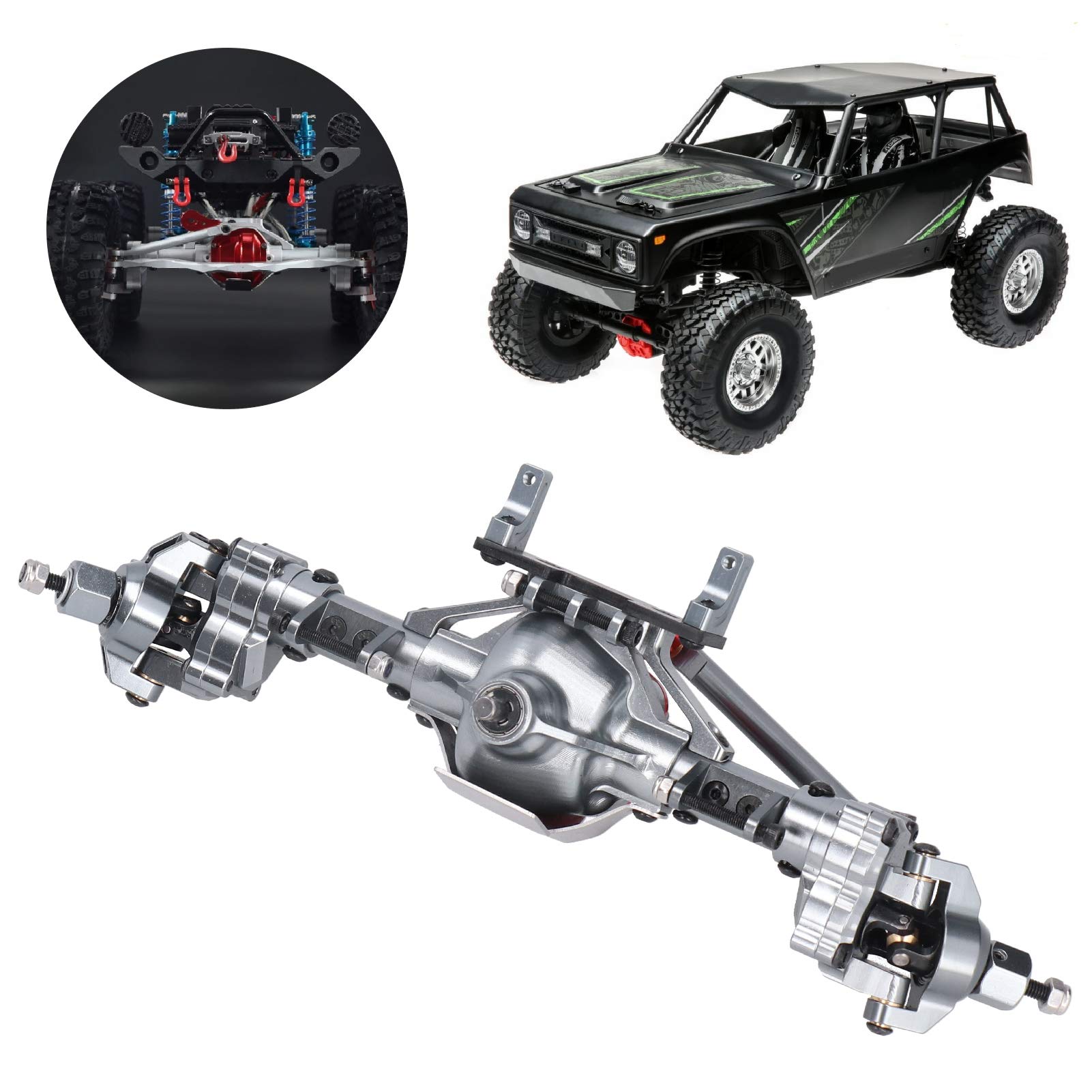 RC achterasmontage Voor 1/10 RC Crawler Auto Ax & ial SCX10 D90 RC&4W&D Upgrade Onderdelen RC Auto Voor Midden Achteras Aluminium rechte As(Titanium F R