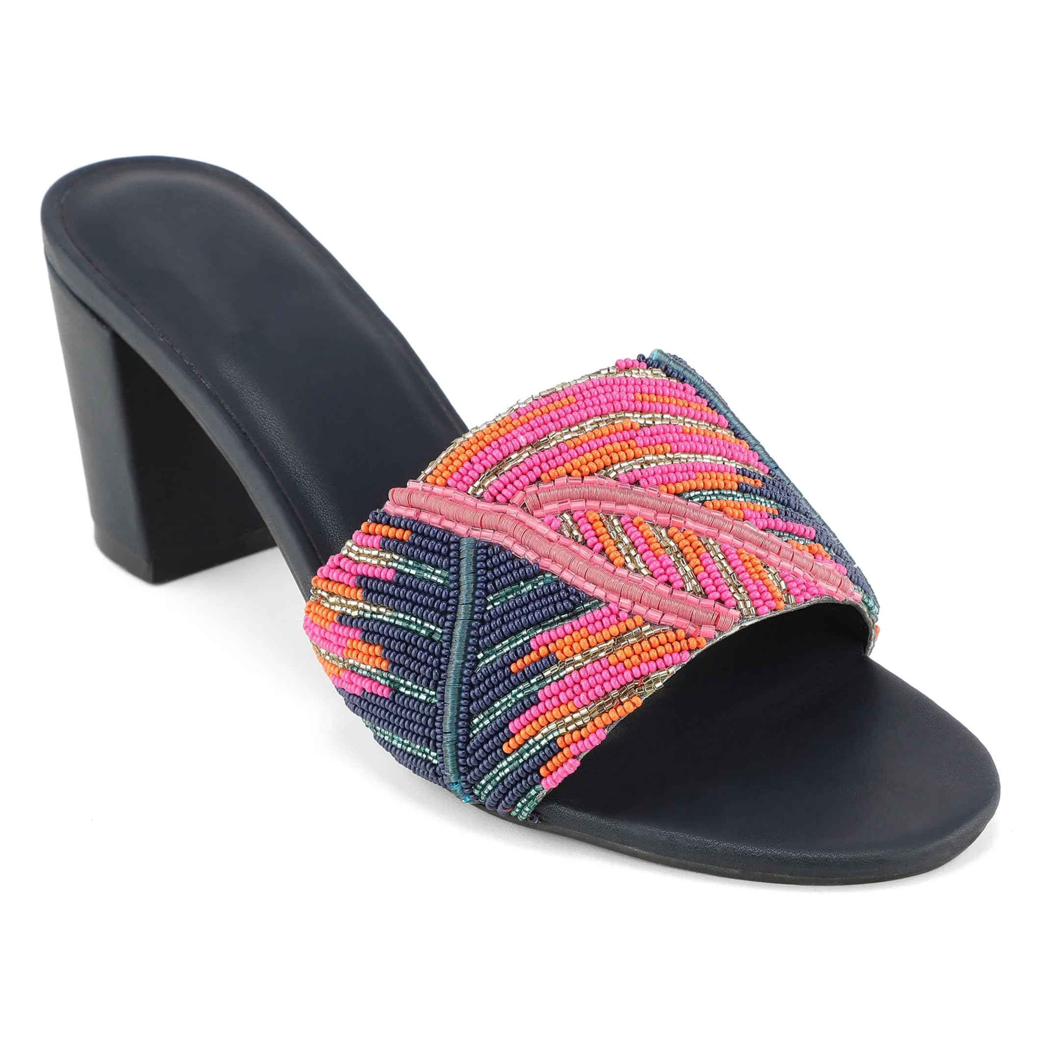 Zaveri House of Fashion Zarban Venation Charm Block Heels for Women (Black) | Whispers of Nature in Beaded Elegance | VEGAN LEATHER Sandals | Stylish 3-inch Heels (UK 3) (B0D5QVYDW1) Amazon Price History, Amazon Price Tracker