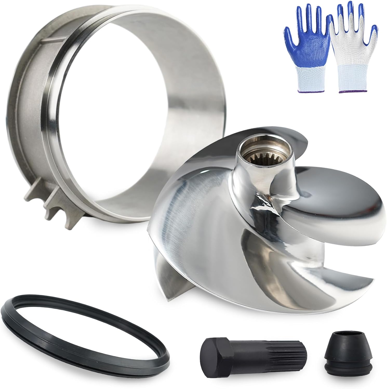 Jet Ski Impeller Kit Replace for Solas SK-CD-12/17,3-Blade Polished Stainless Steel,fit Sea-Doo Spark 900 ACE, Spark 900 HO ACE, Spark TRIXX,Impeller with Stainless Steel Wear Ring,Wrench and Seal