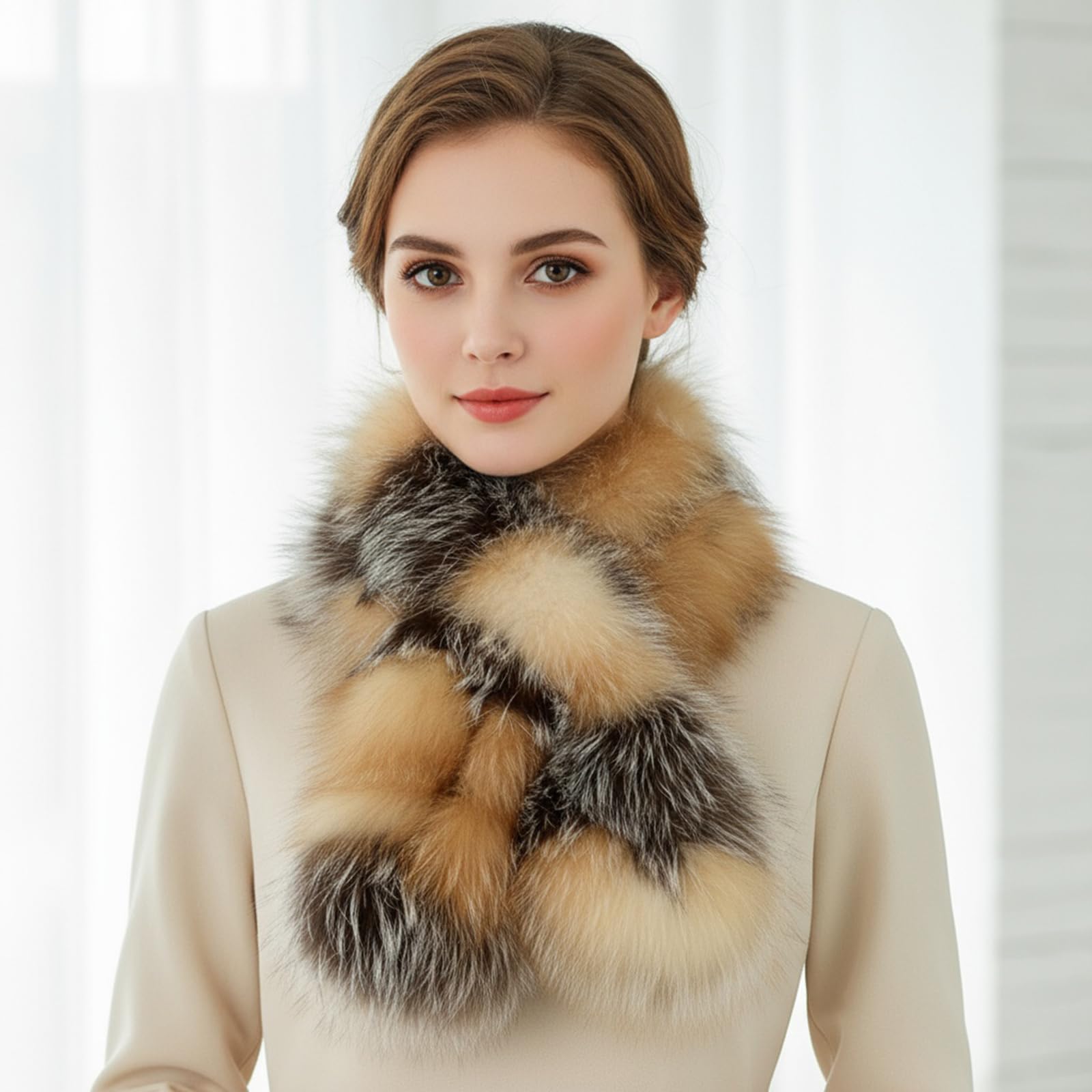 Bufanda de felpa con diseño cruzado, accesorio de invierno suave con ajuste seguro, para viajes y actividades al aire libre, accesorio de invierno de moda
