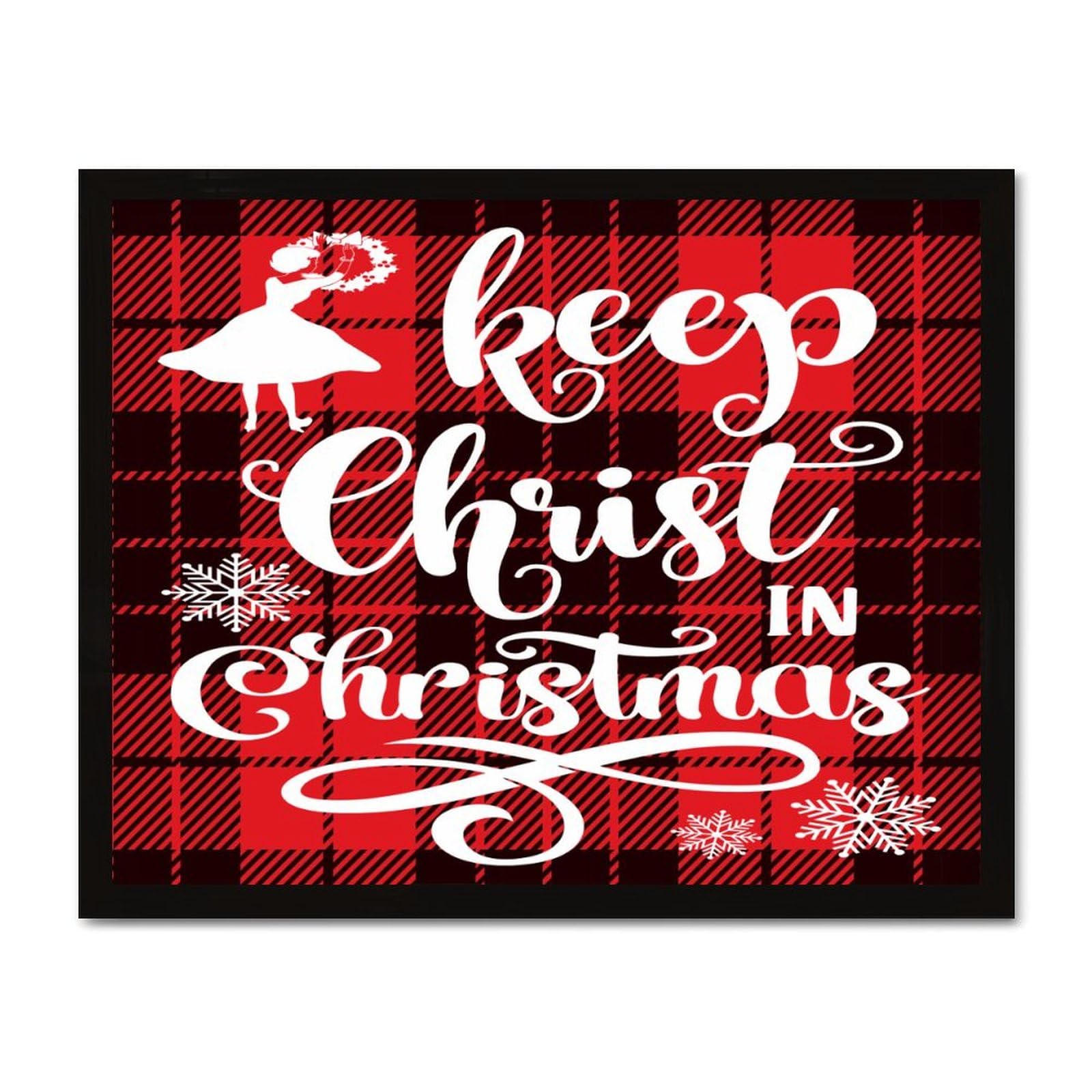 Panneau Keep Christ in Christmas encadré bois rustique haut de gamme