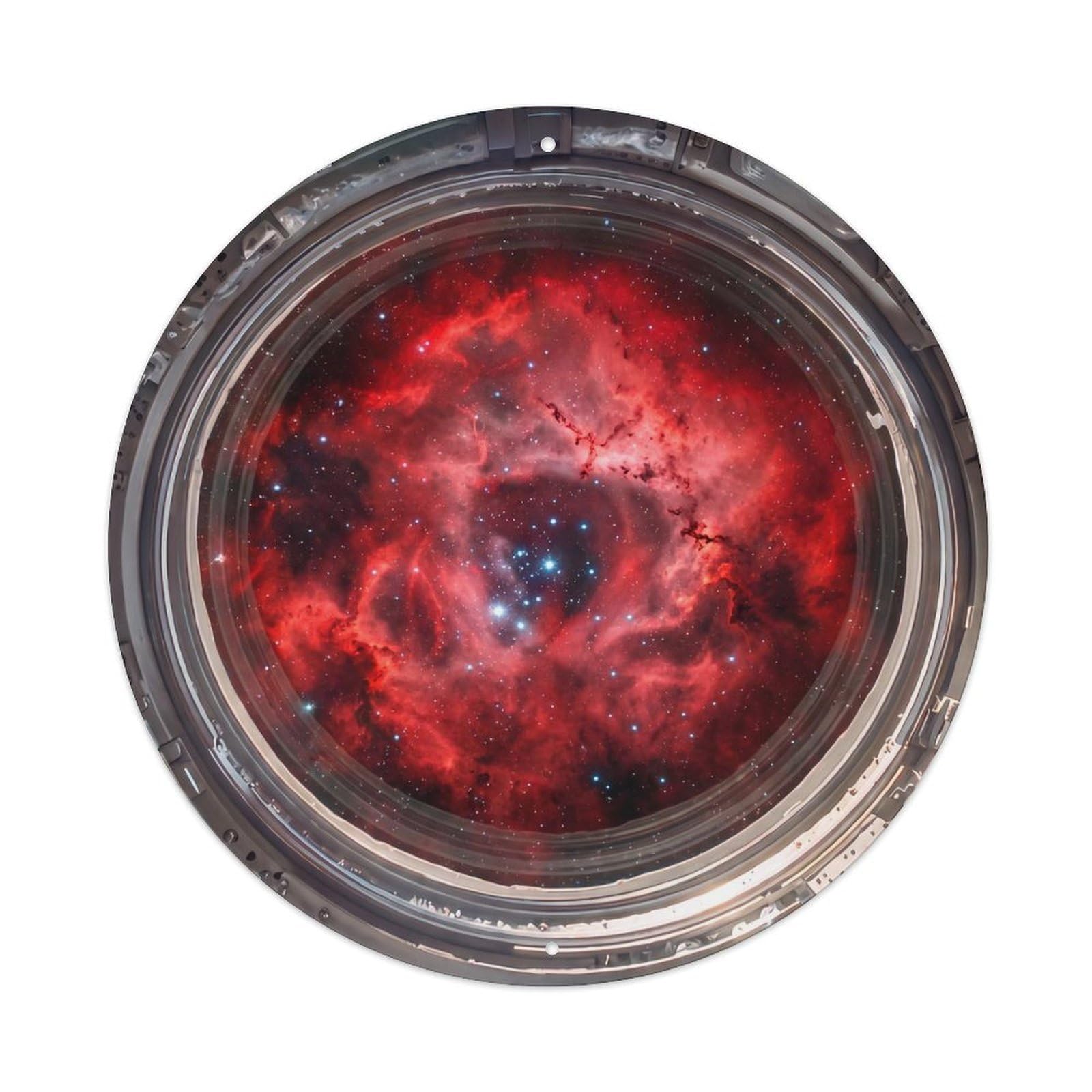 Metal Tin Sign Red Emission Nebula from Space Station Porthole 1
