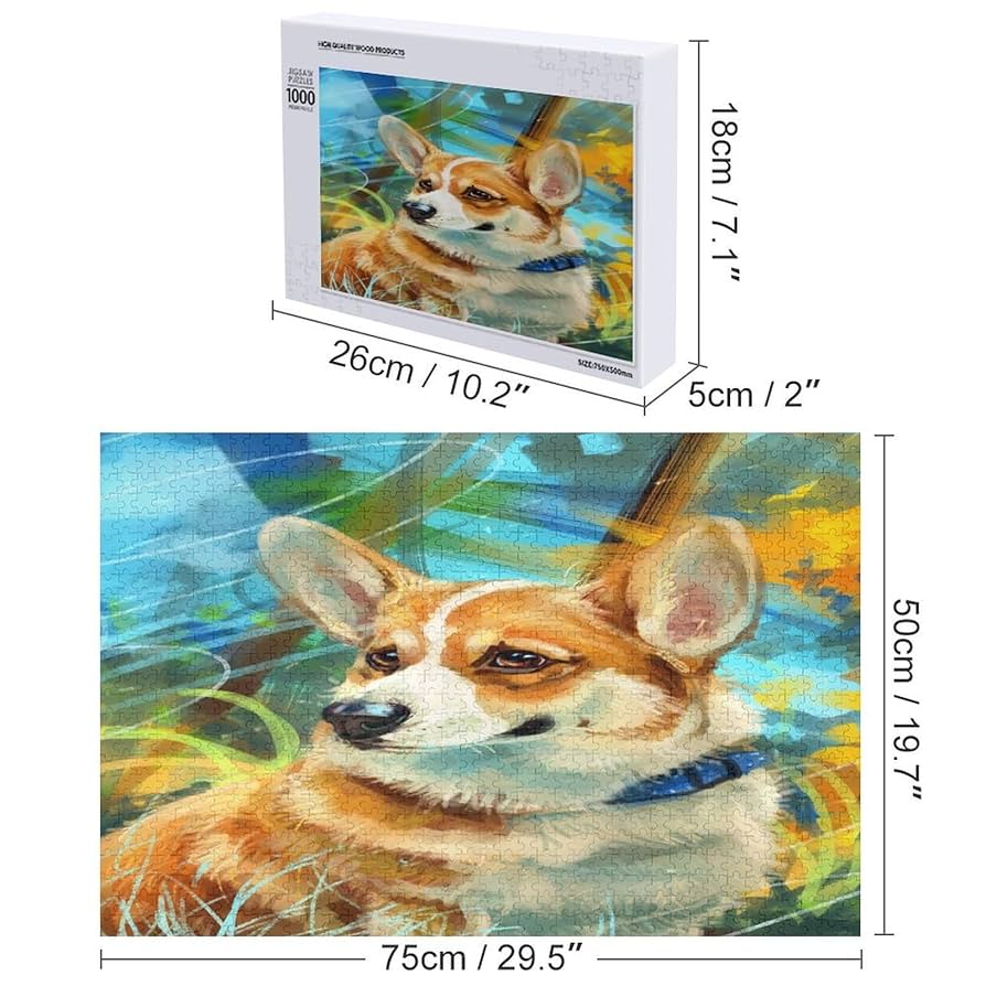 パズル1000ピース　金彩 Amazon.co.jp: パズル 1000ピース/500ピース 犬 アート コーギー