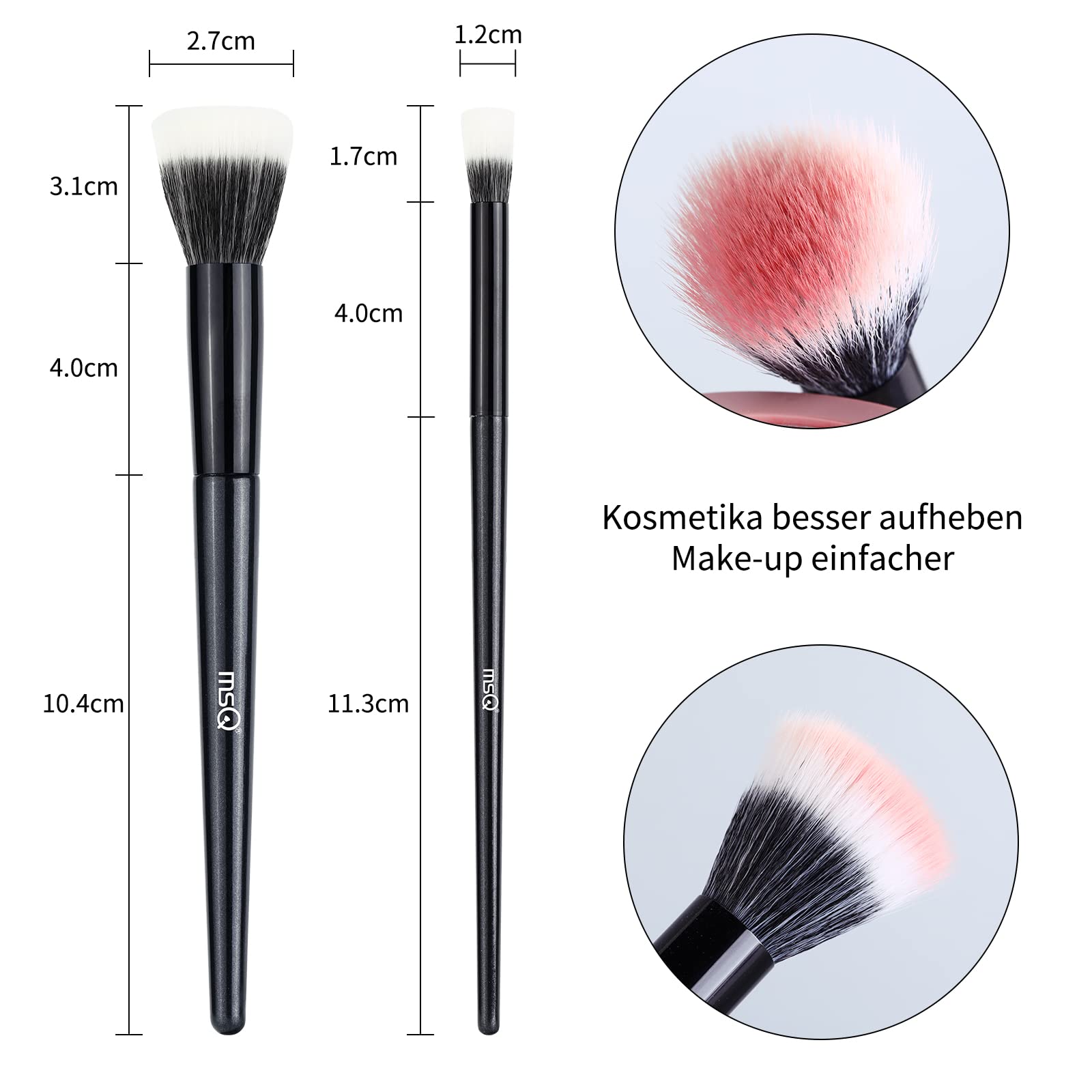 MSQ 2pcs Stippling Foundation Brochas - Cepillo de precisión para cara y ojo