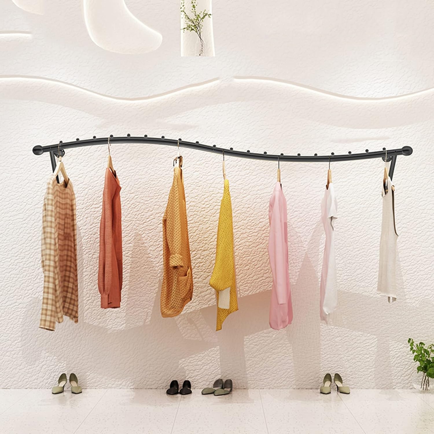 Perchero de Pared, Perchero de exhibición, riel para Ropa de Pared, Tienda de Ropa, Perchero, Percha, Organizador Comercial para Colgar, Perchero de Almacenamiento para particulares