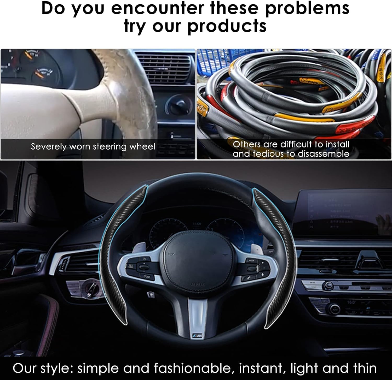 Auto Steering Wheel Protective Cover for BMW Série 3 G20 G21 M3 318i