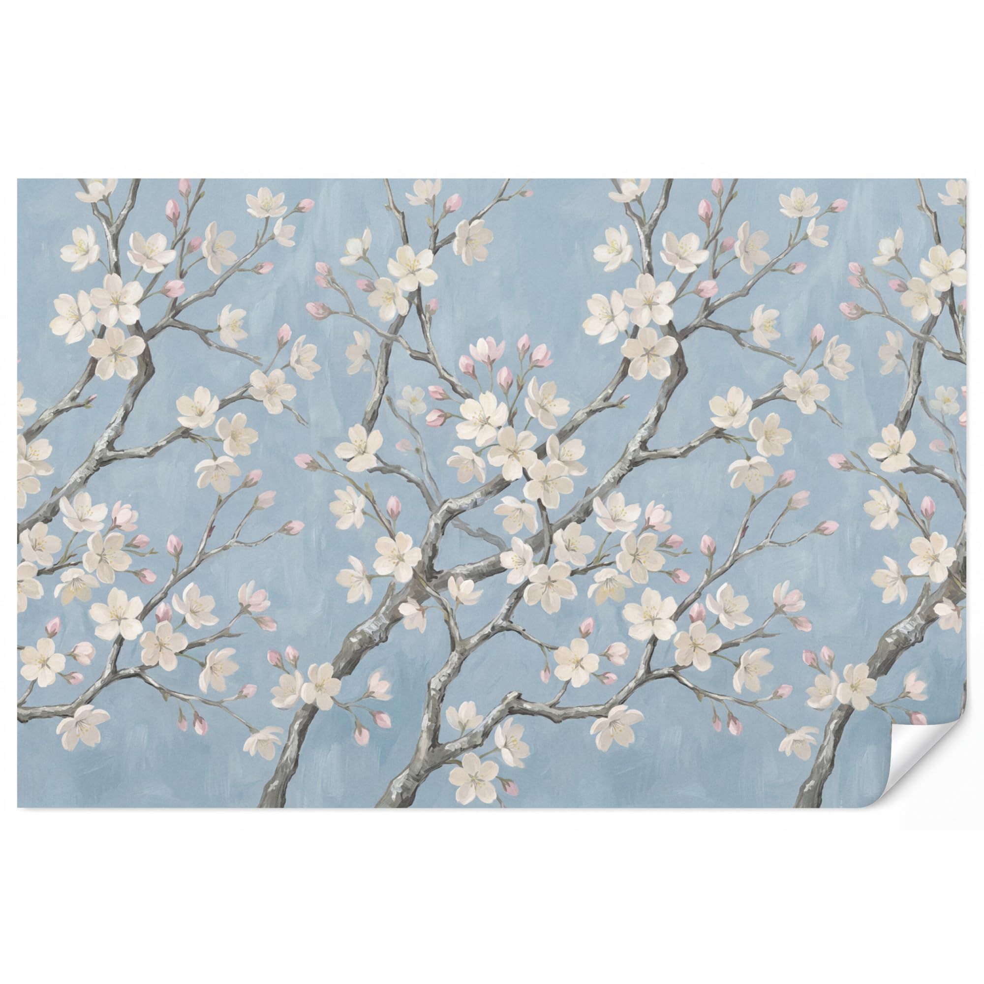 Papel Pintado De Pared 400x280 cm Papeles Pintados Pour Salon Dormitorio Decorativo Wallpaper Cocina Ramas - Cerezo en flor - Azul